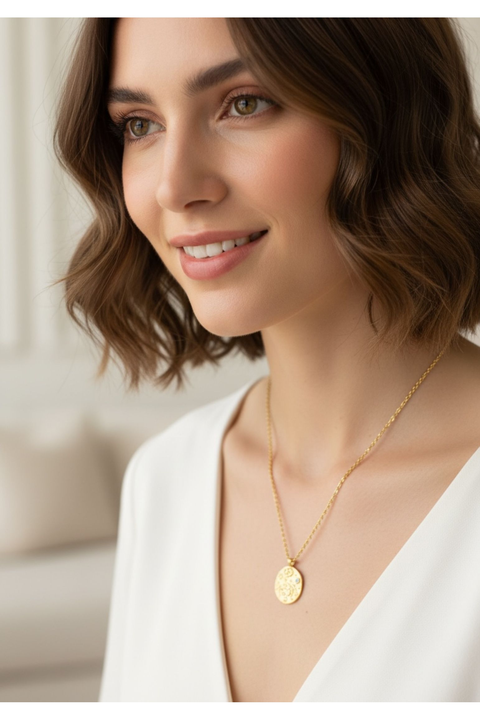 Zodiac Birthstone Talisman Necklace Cancer Gold