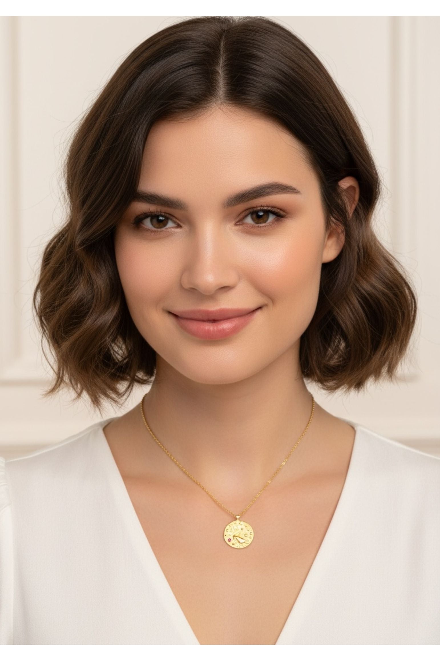 Zodiac Birthstone Talisman Necklace Capricorn Gold