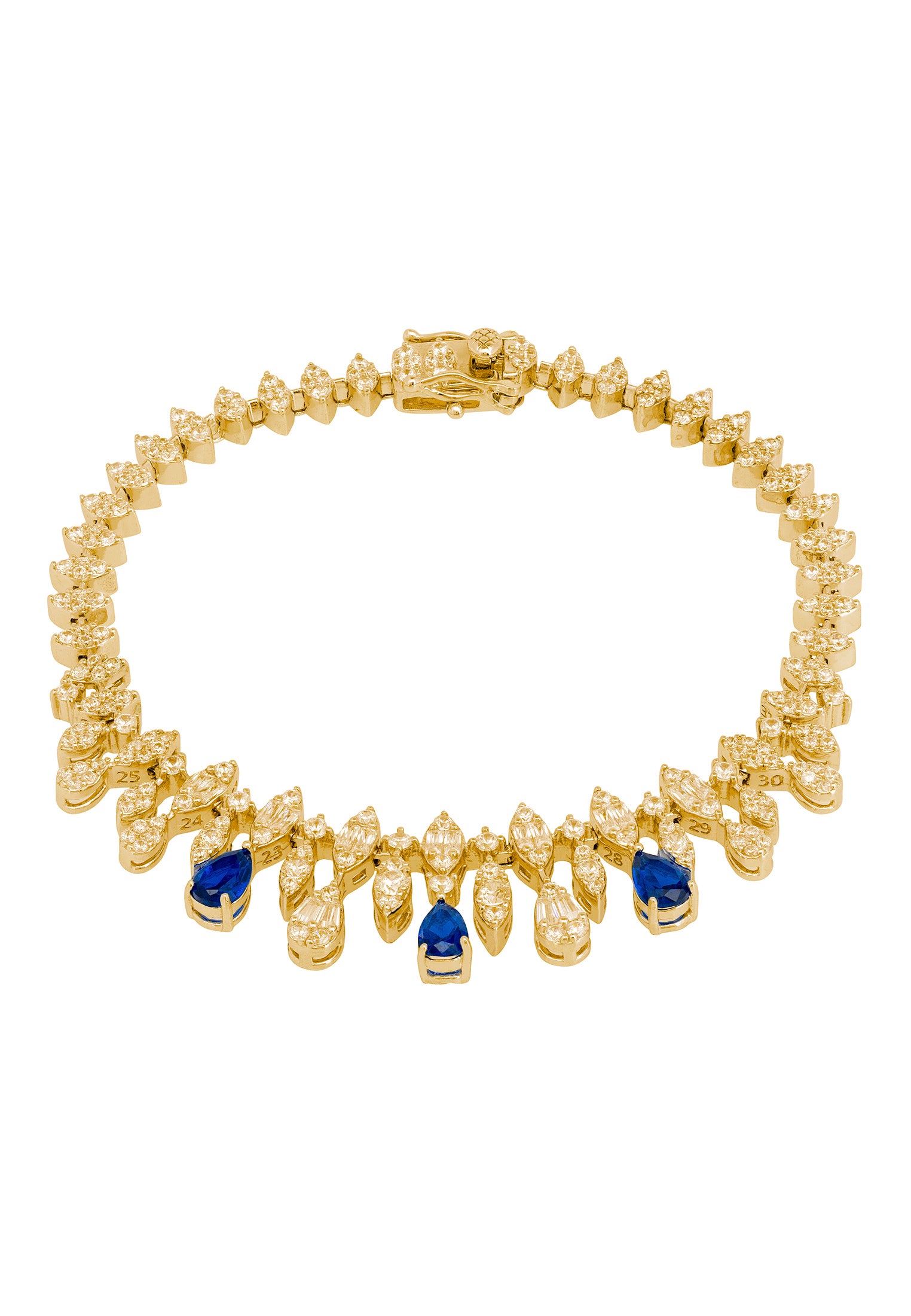 Sapphire teardrops, diamond and gold bracelet.