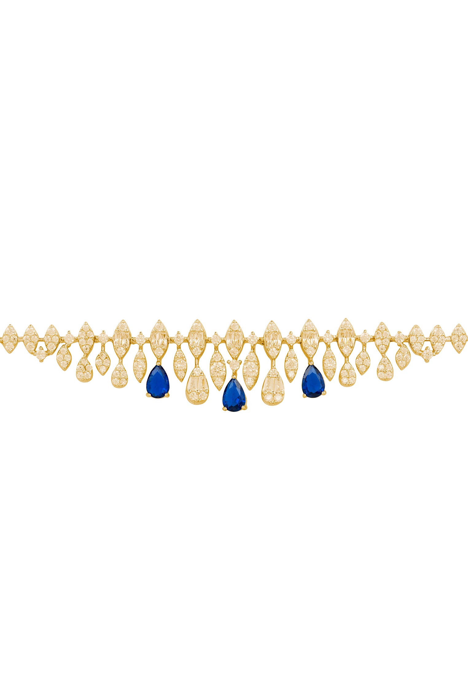 Sapphire teardrops, diamond and gold bracelet.