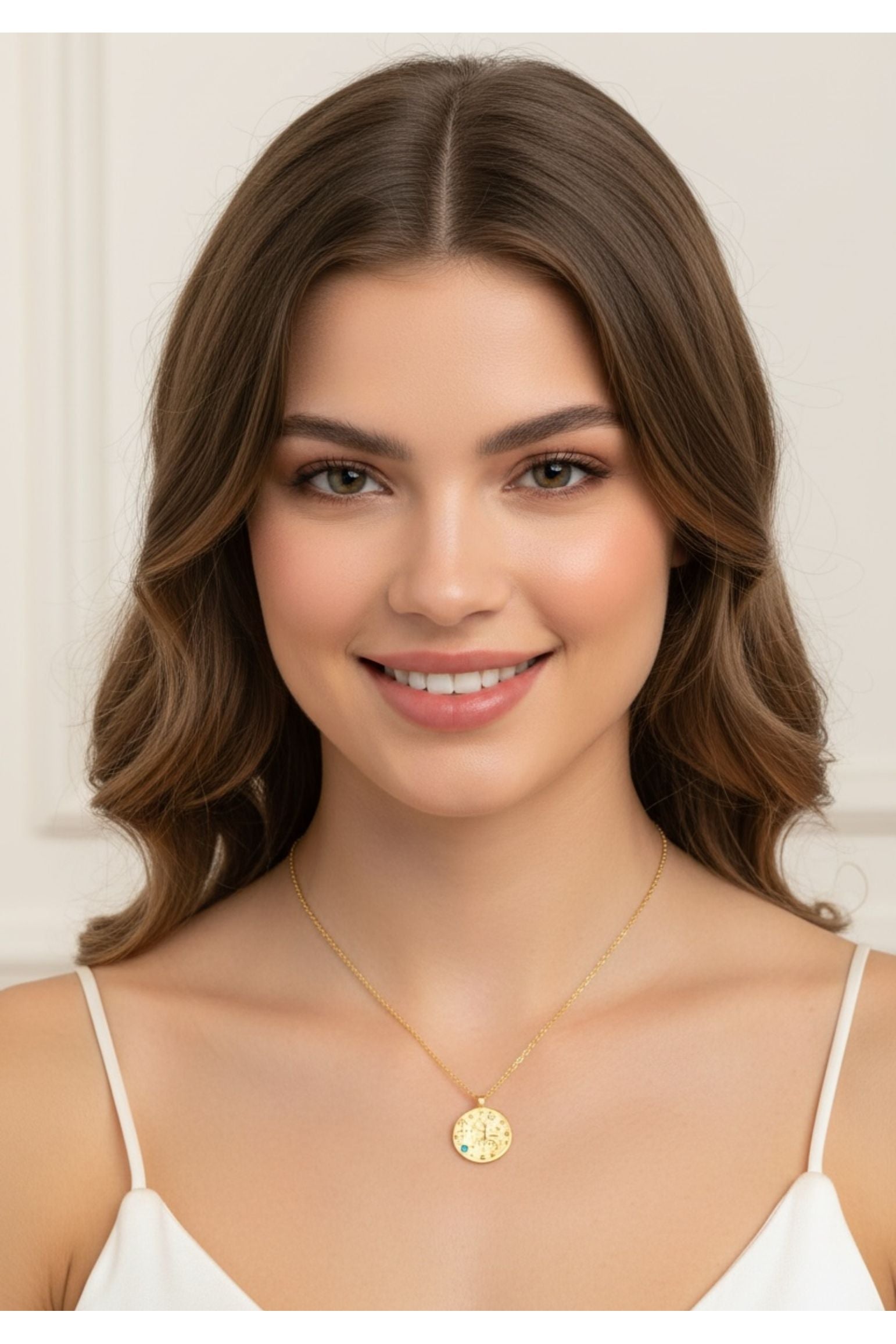 Zodiac Birthstone Talisman Necklace Sagittarius Gold