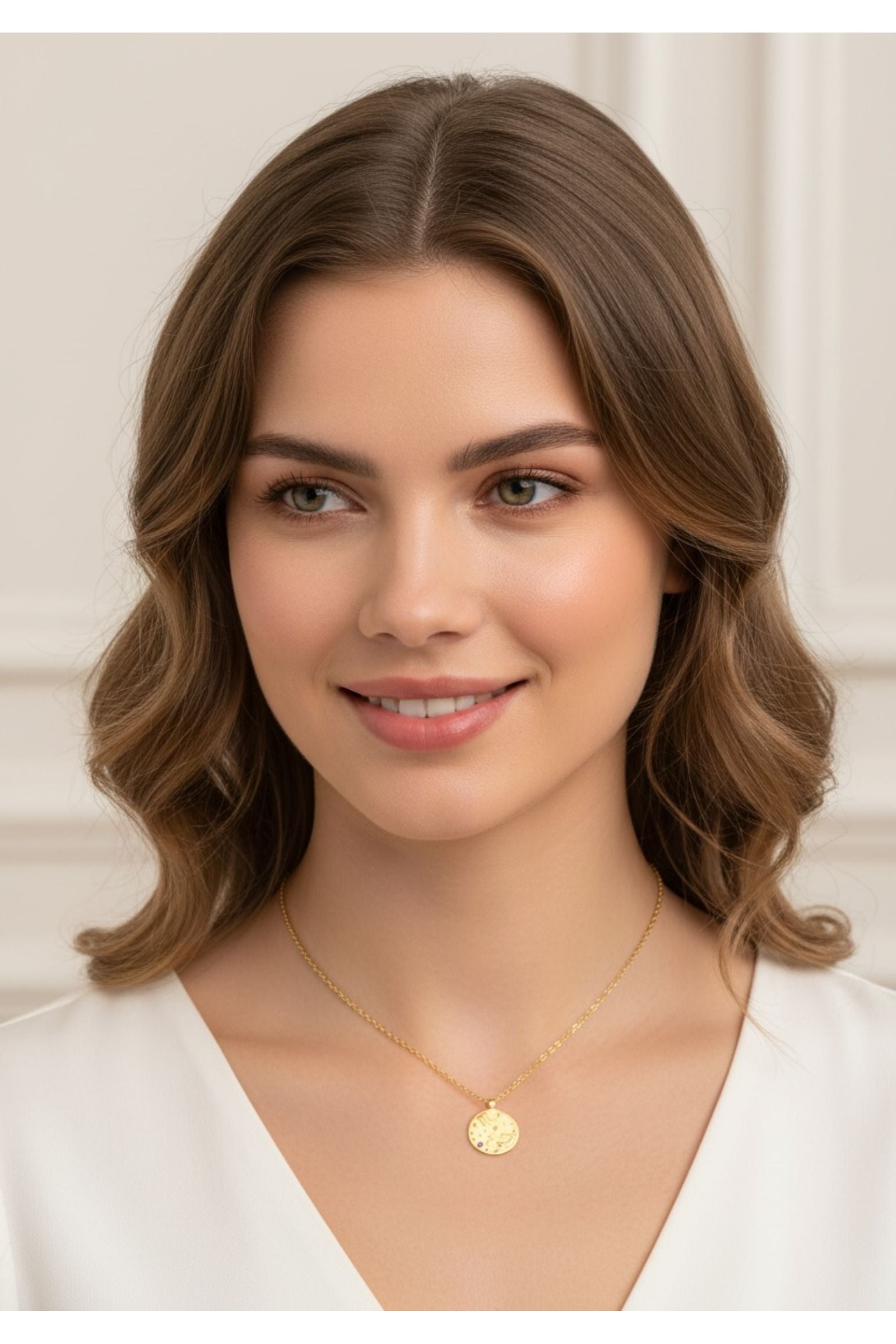 Zodiac Birthstone Talisman Necklace Scorpio Gold