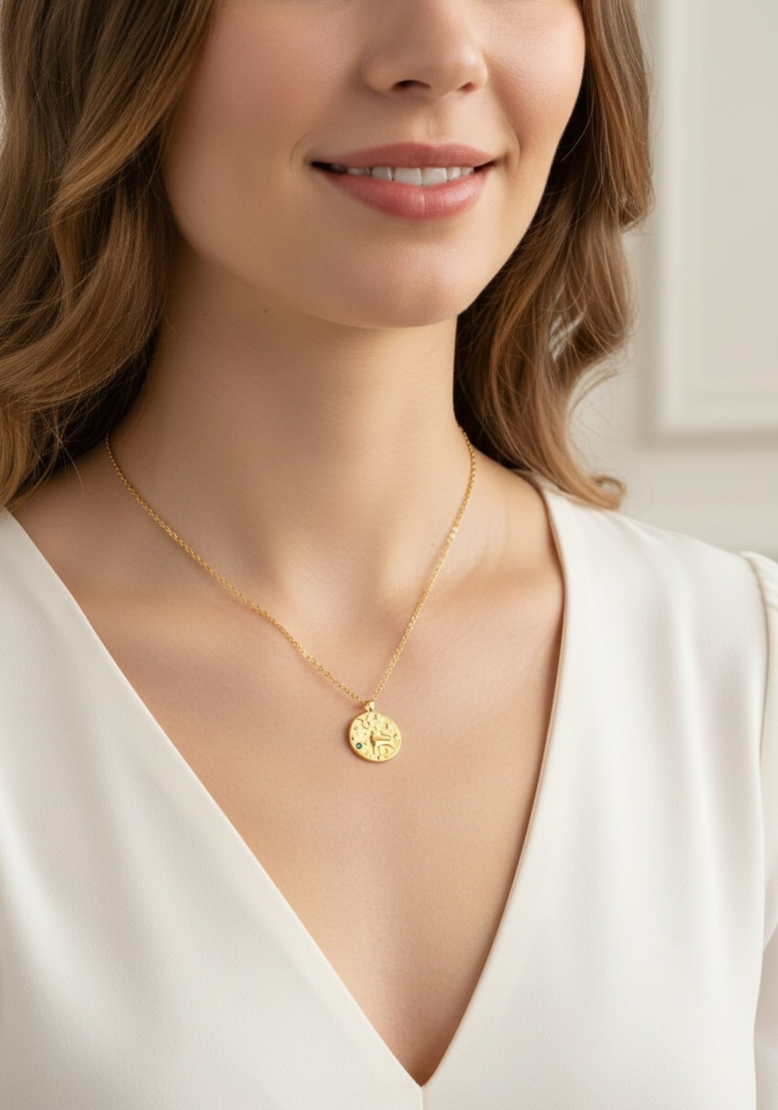 Collar talismán con piedra de nacimiento del zodíaco Tauro en oro