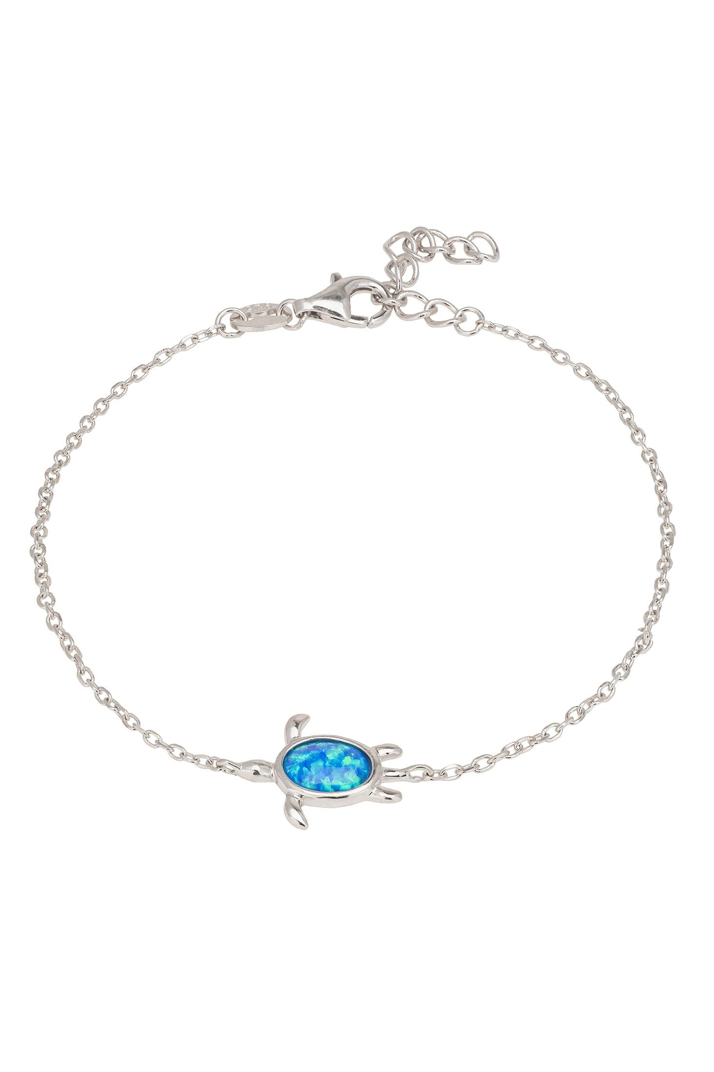 Front view of Turtle Blue Opalite Bracelet Silver, showing turtle design, opalite detailing, silver finish.