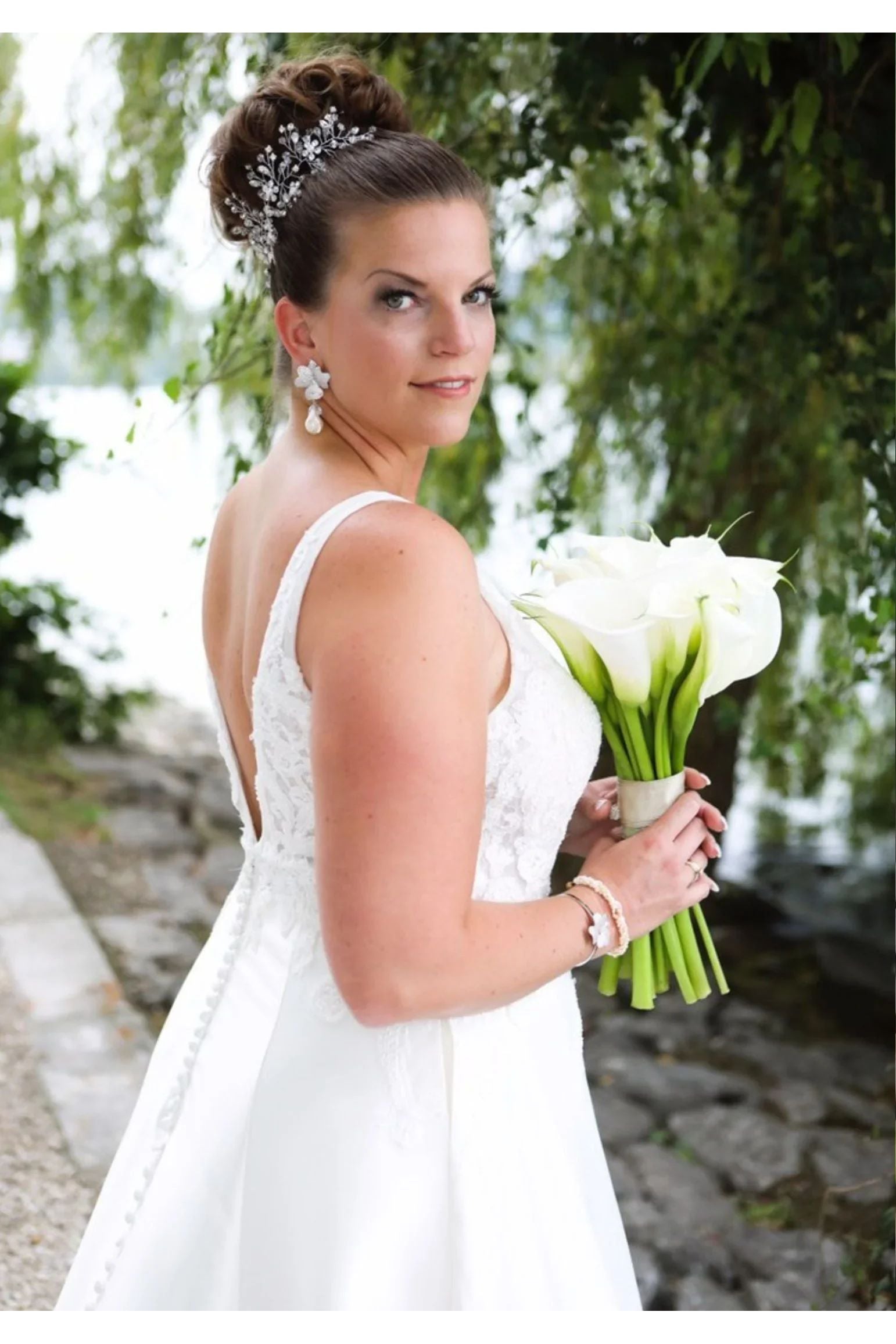 The earring worn by a bride.