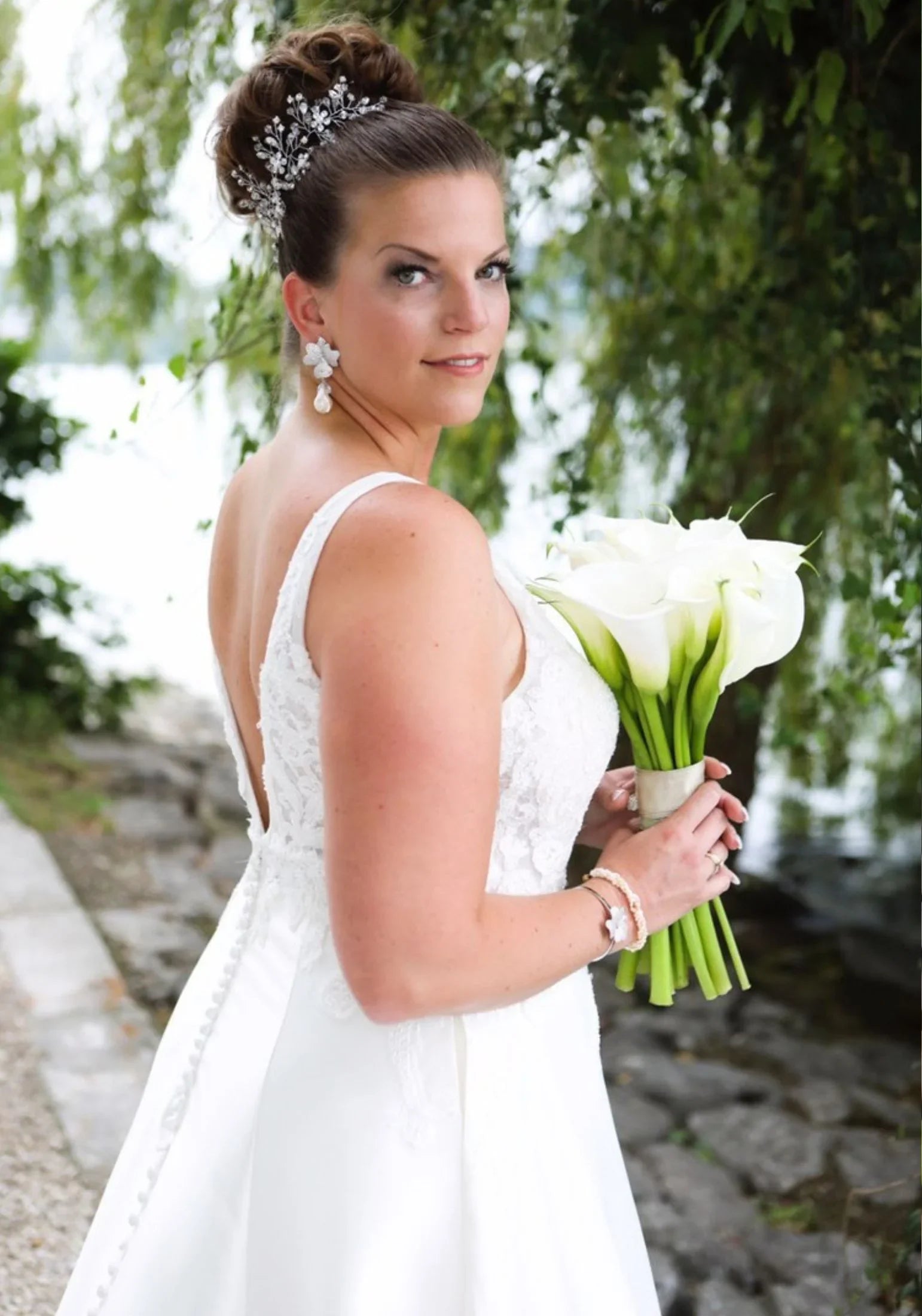 The earring worn by a bride.
