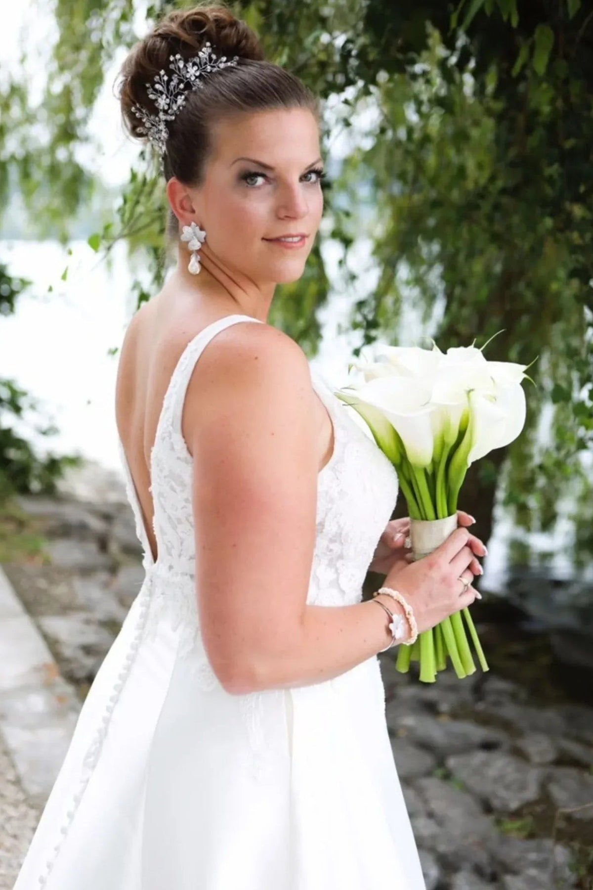 The earring worn by a bride.
