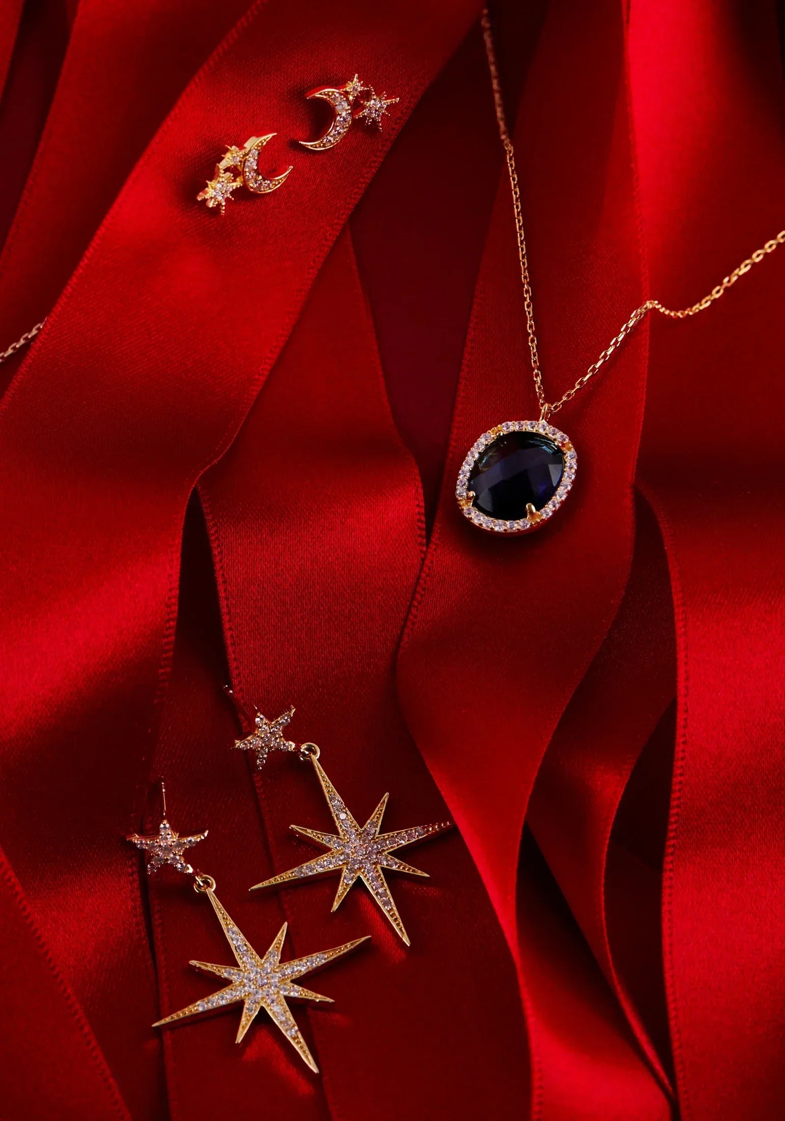 Moon And Starburst Mini Earrings Silver