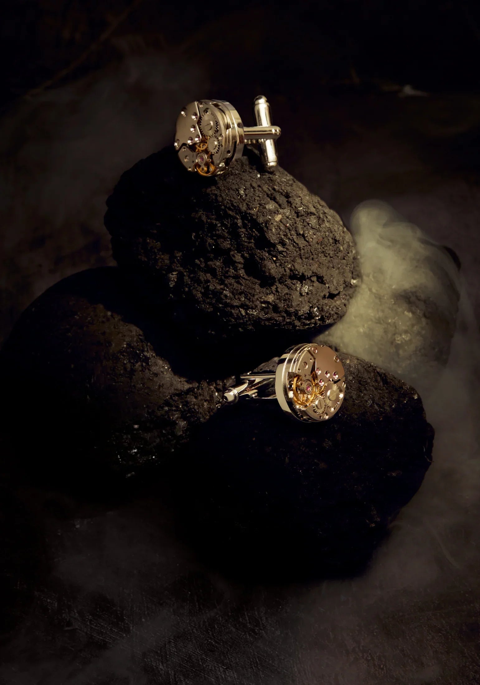 Uhrwerk Manschettenknopf Silber