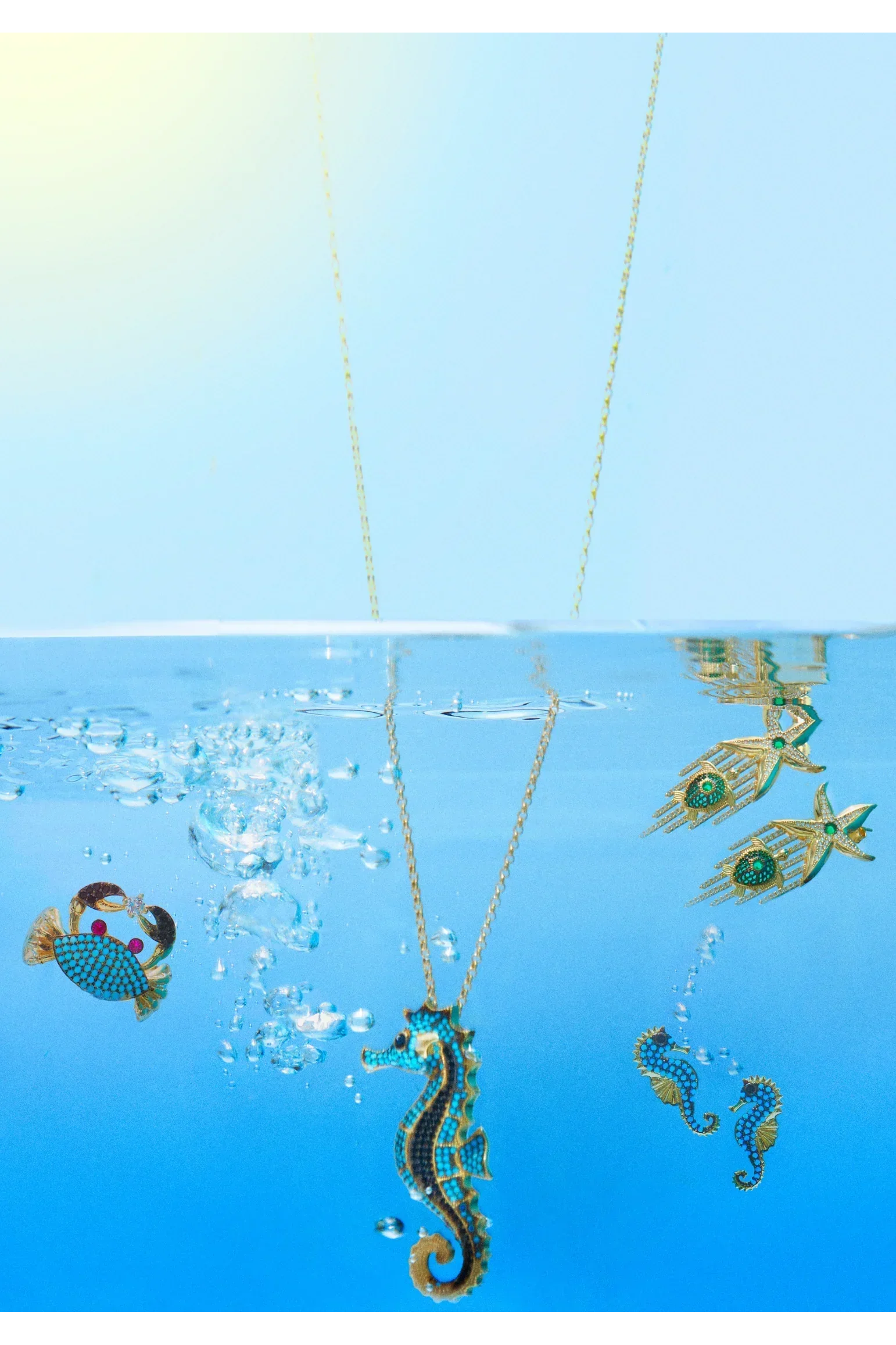 Seahorse Turquoise Earrings Gold