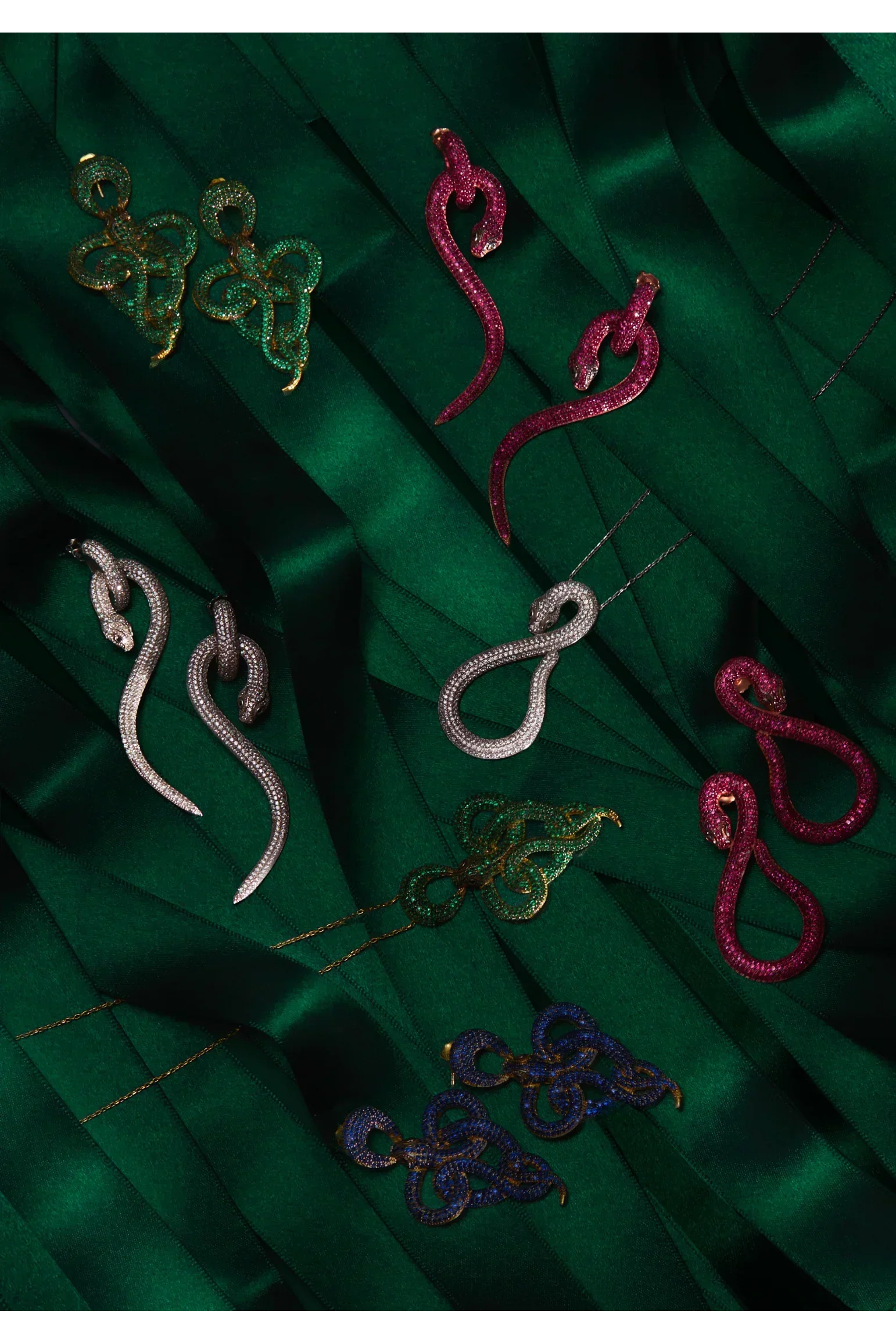 Anaconda Snake Drop Earrings Silver White