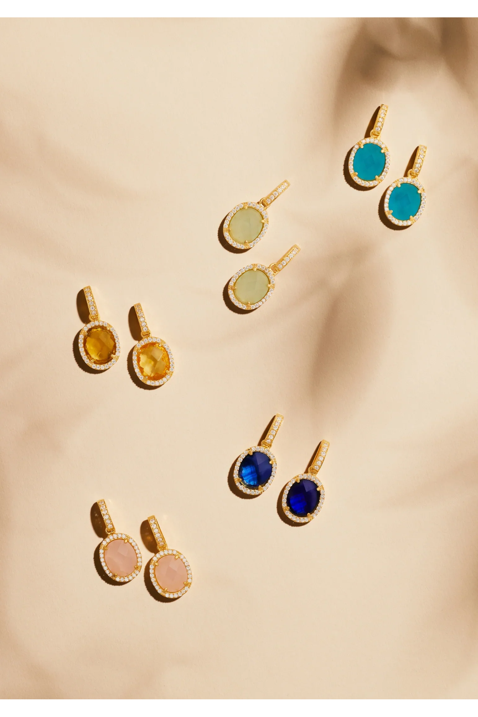 Beatrice Oval Gemstone Drop Earrings Gold Citrine Hydro