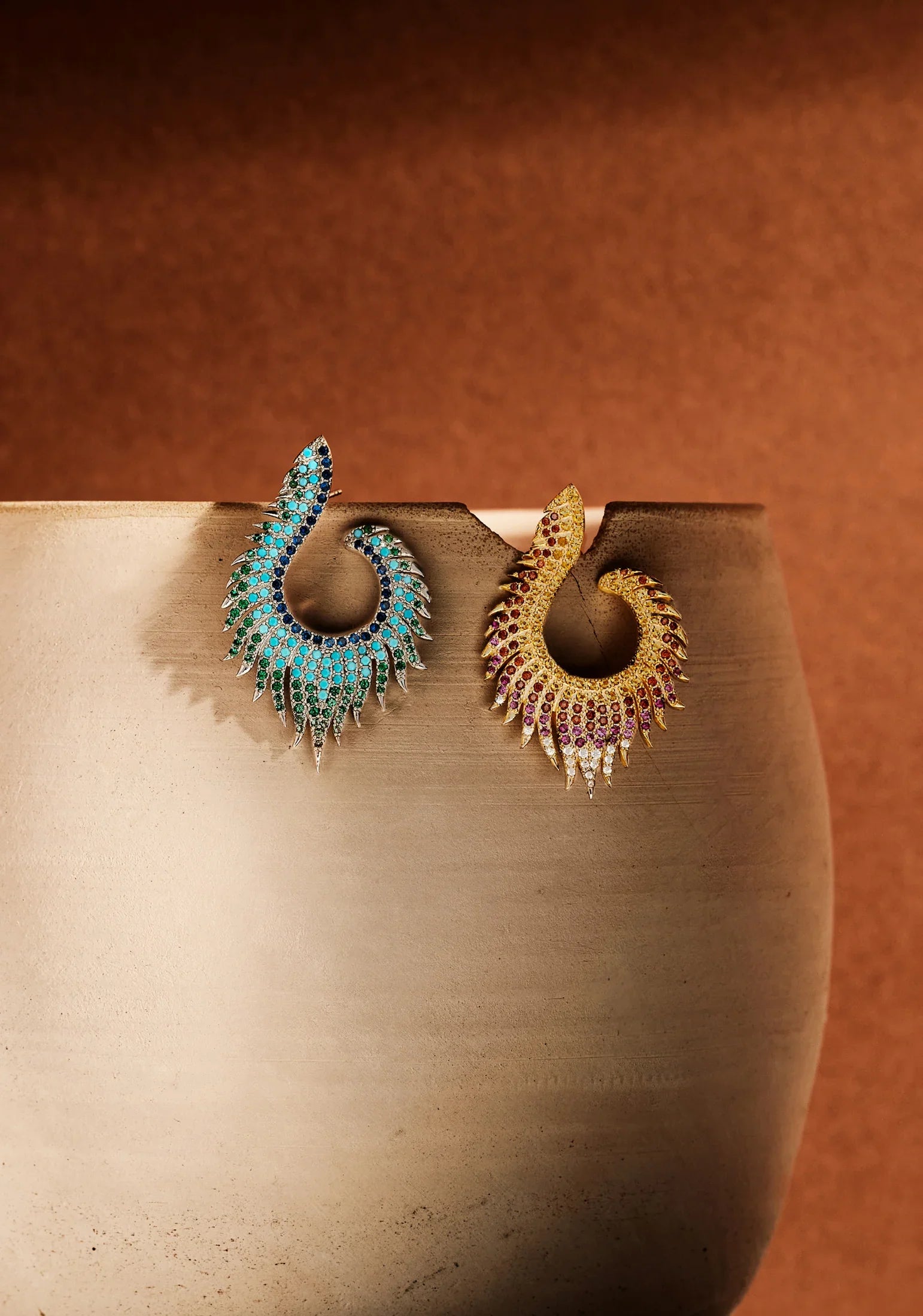 Flame Earrings Cold Ice Silver