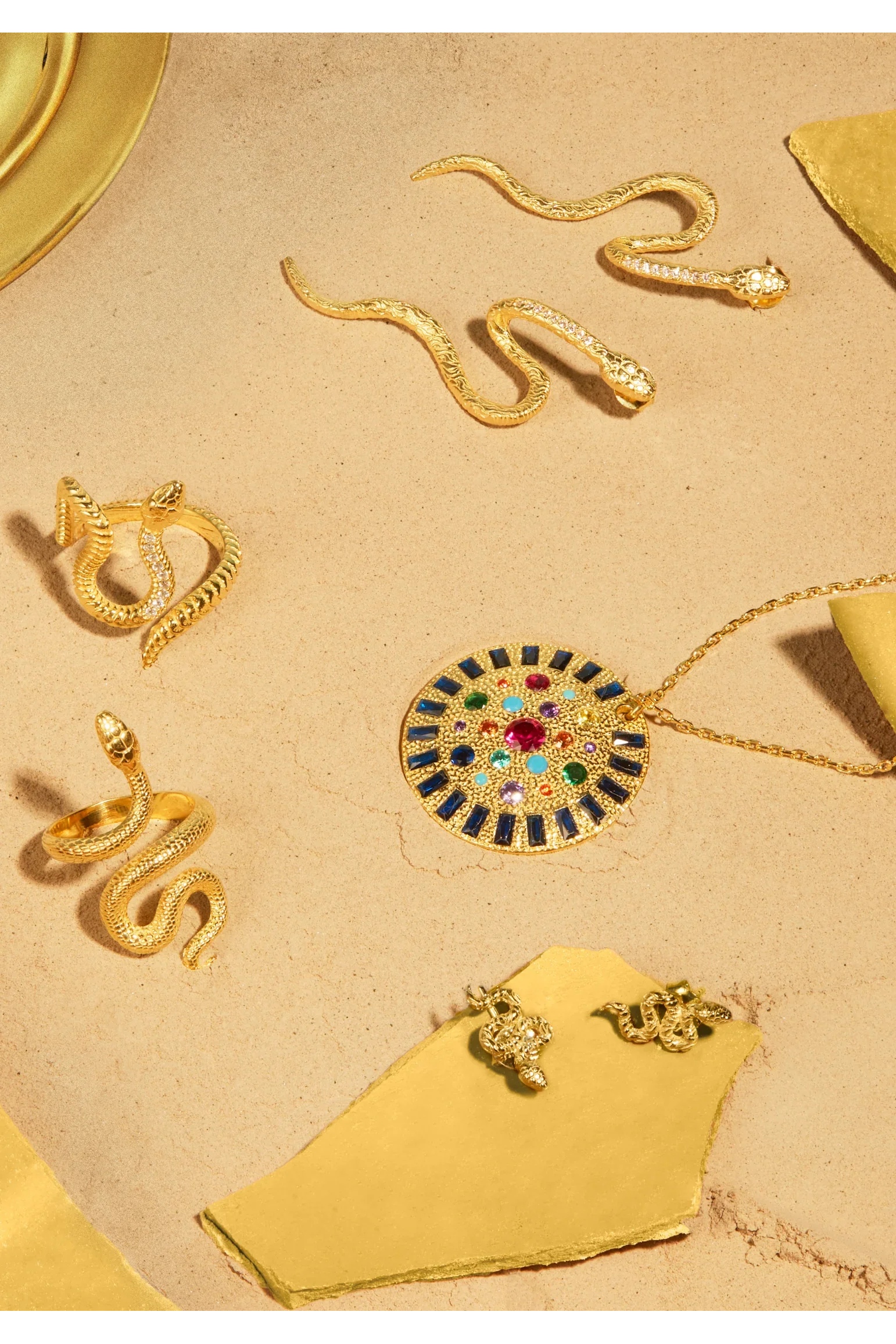 Coiled Cobra Snake Stud Earrings Gold