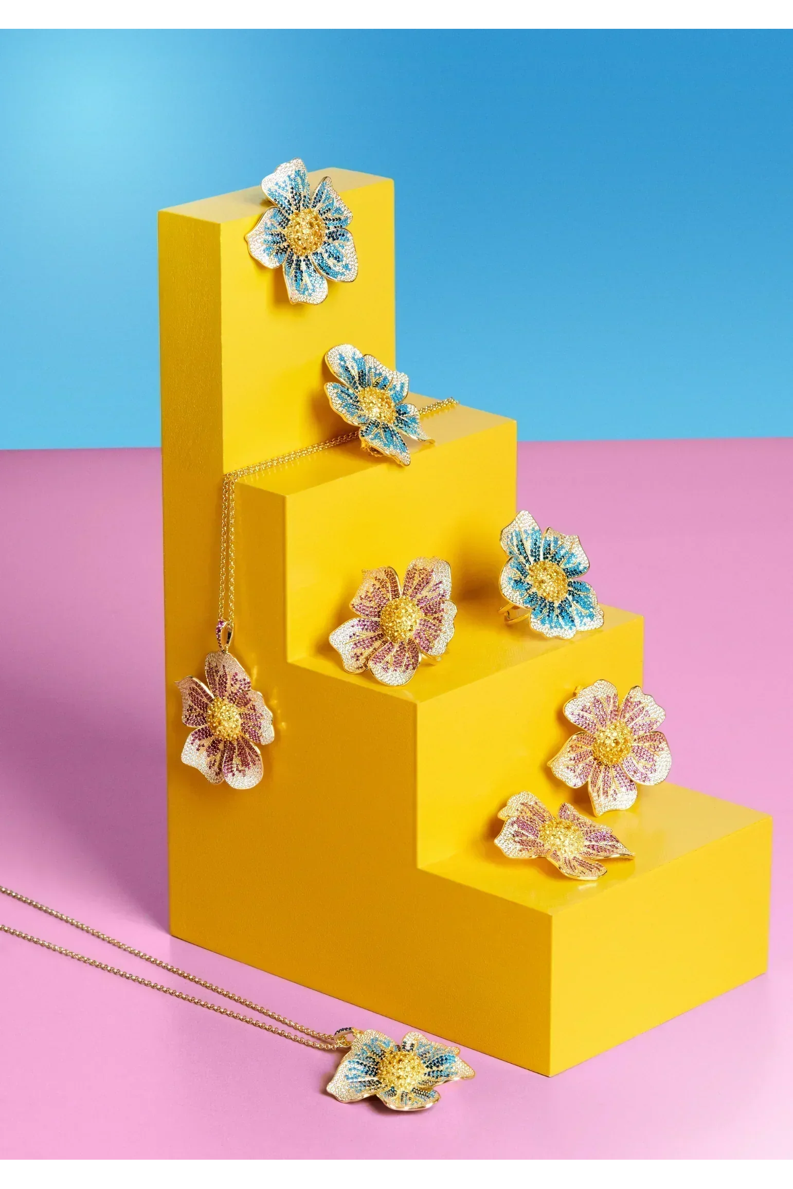 Pansy Flower Pink Ring Gold