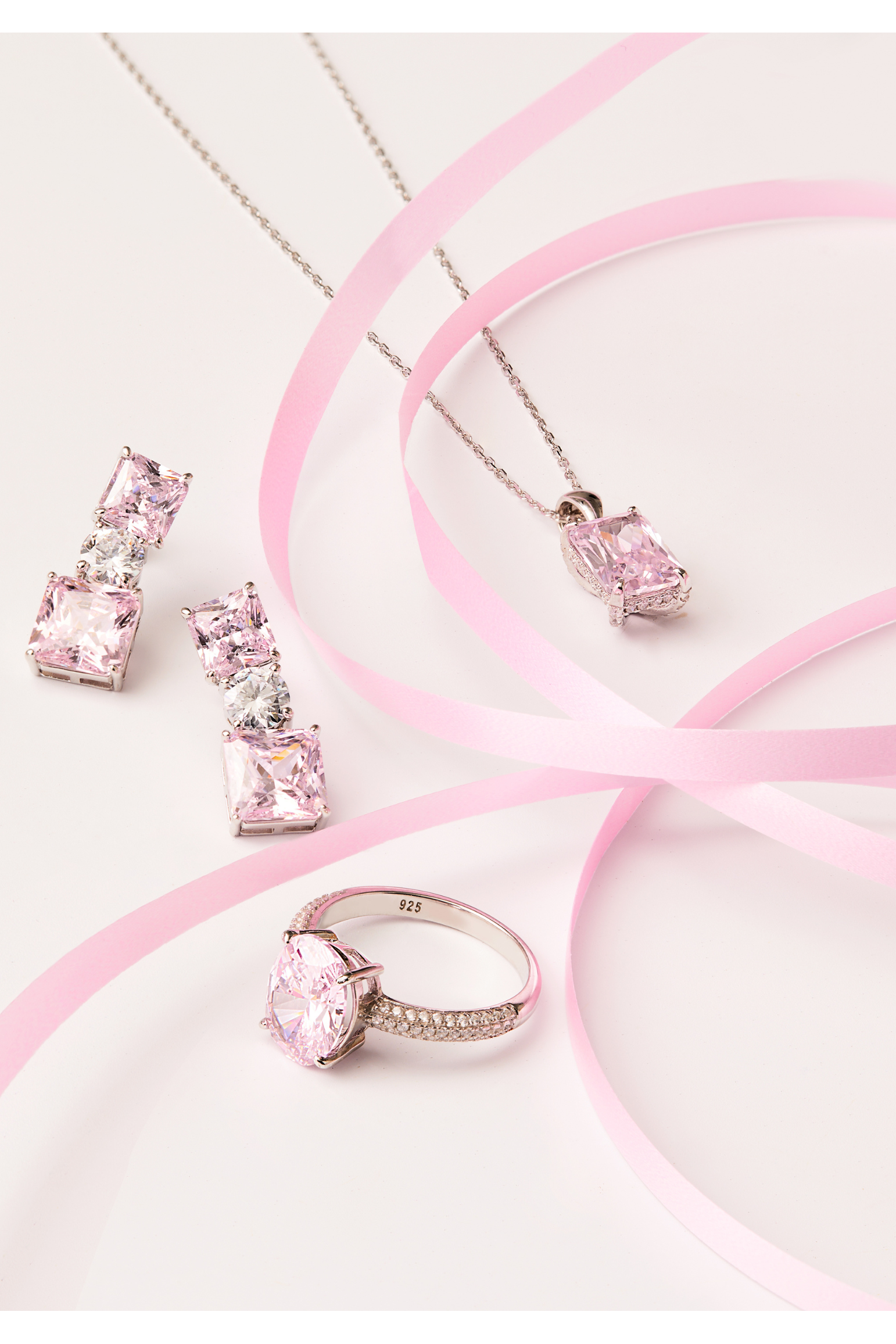 Penelope Drop Earrings Morganite Silver