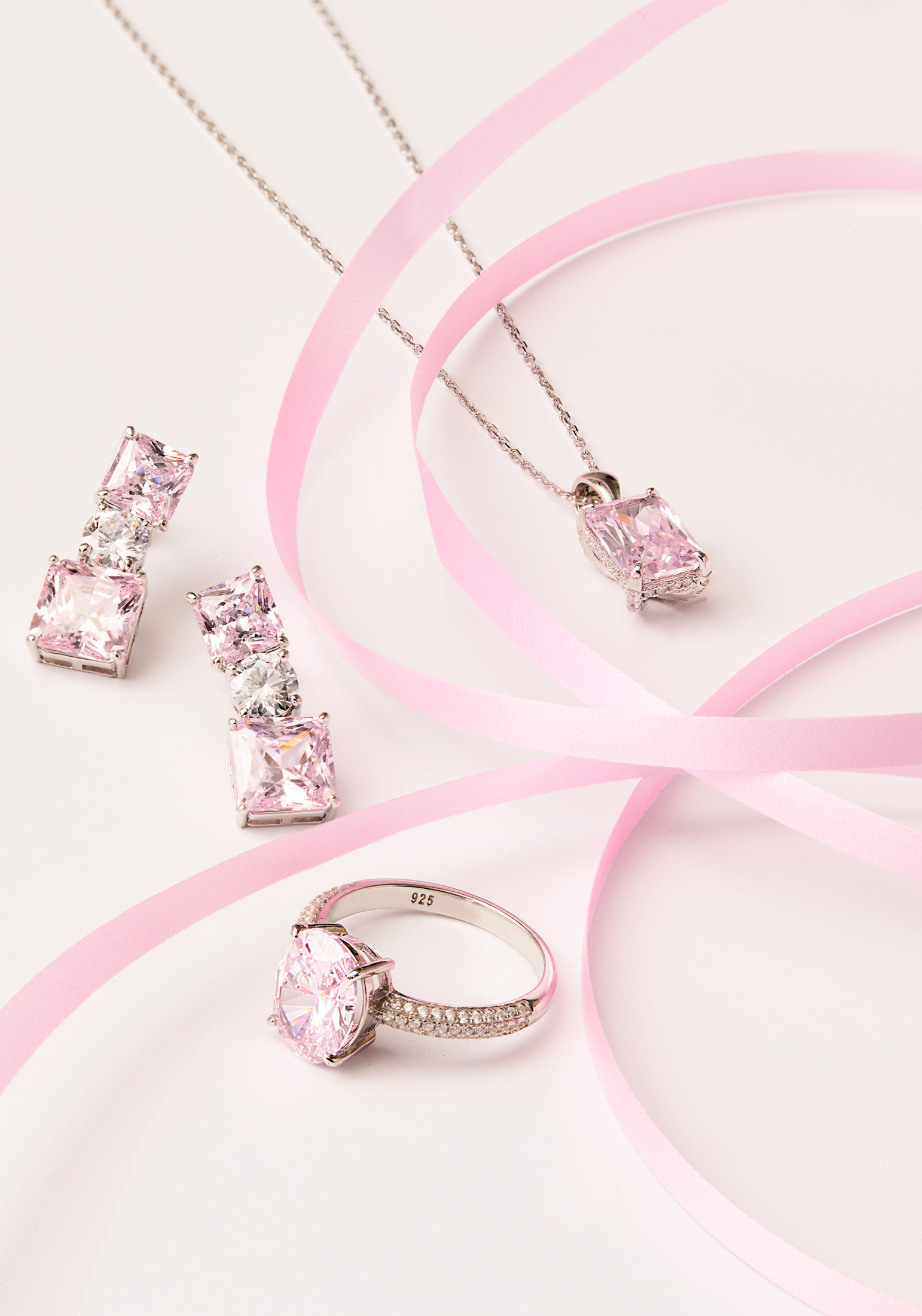 Penelope Drop Earrings Morganite Silver