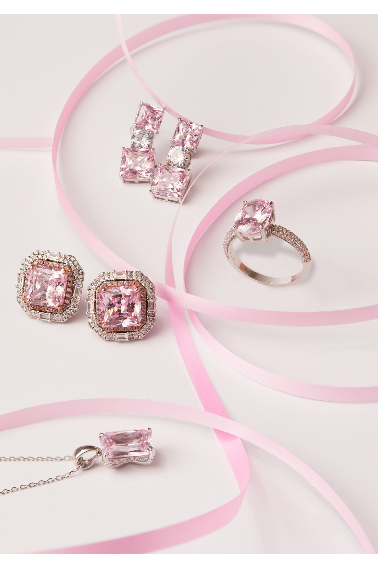 Penelope Drop Earrings Morganite Silver