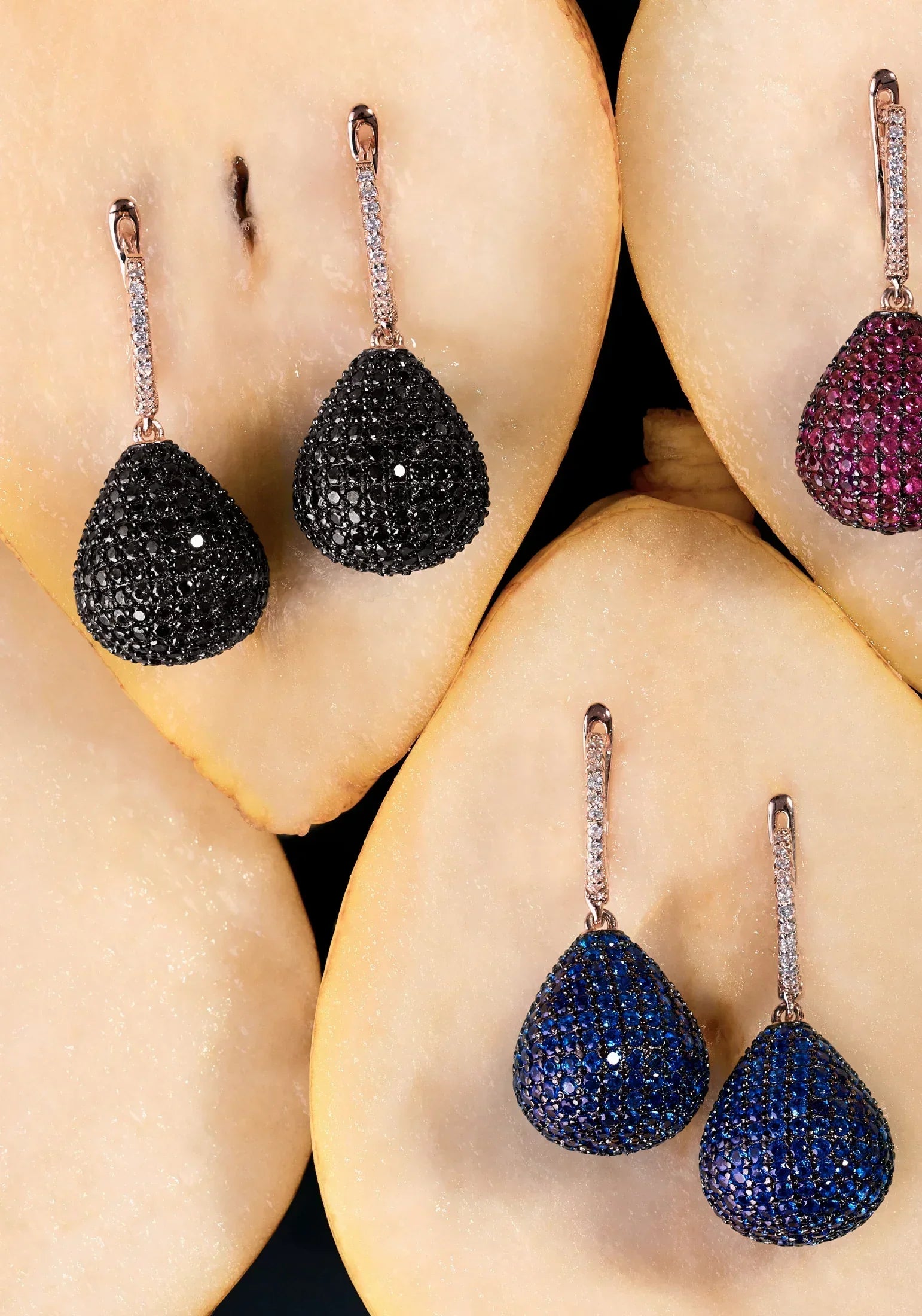 Valerie Pear Drop Gemstone Earring Rosegold Sapphire Blue