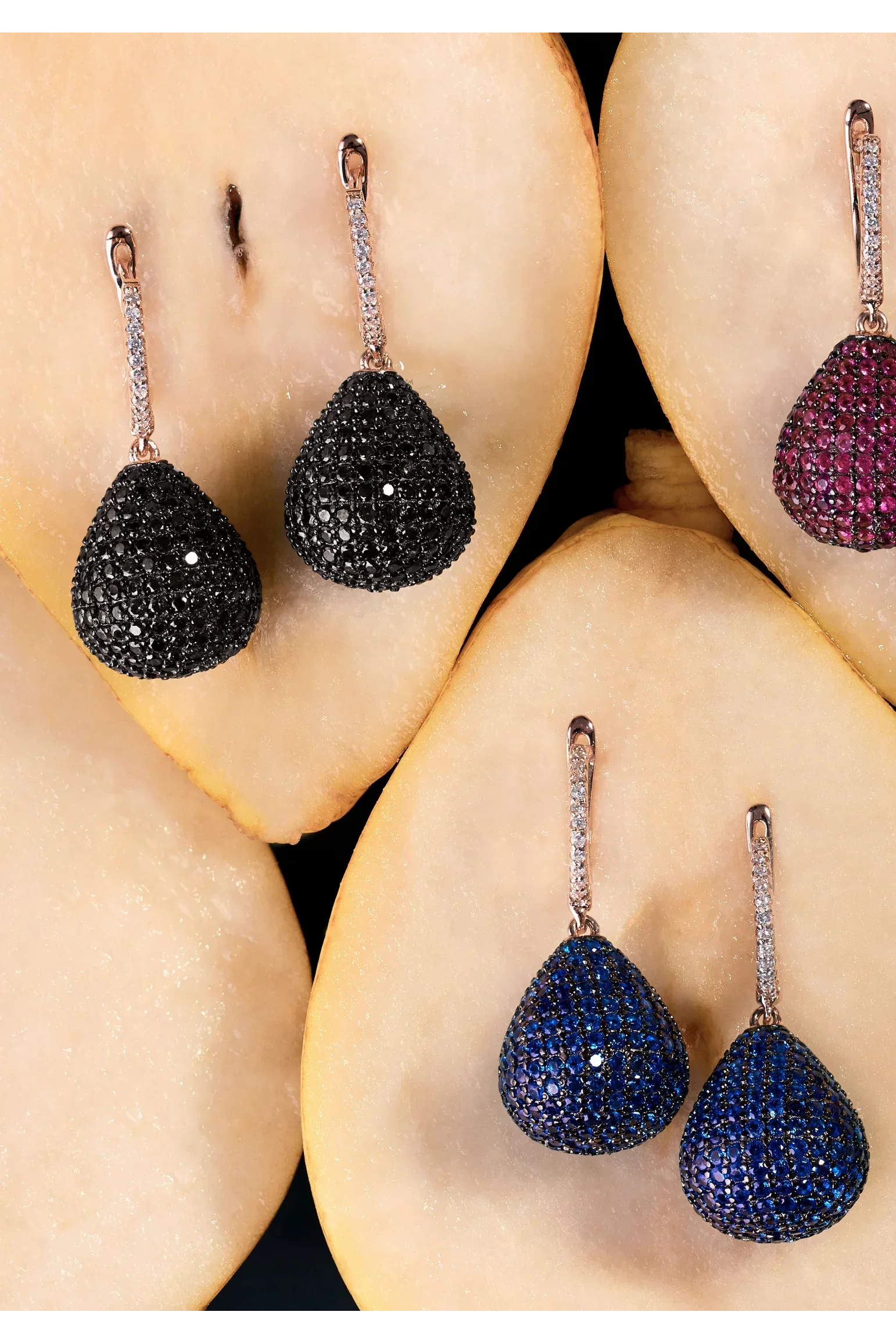 Valerie Birnen-Tropfen-Edelstein-Ohrring, Roségold, Schokolade, Cz