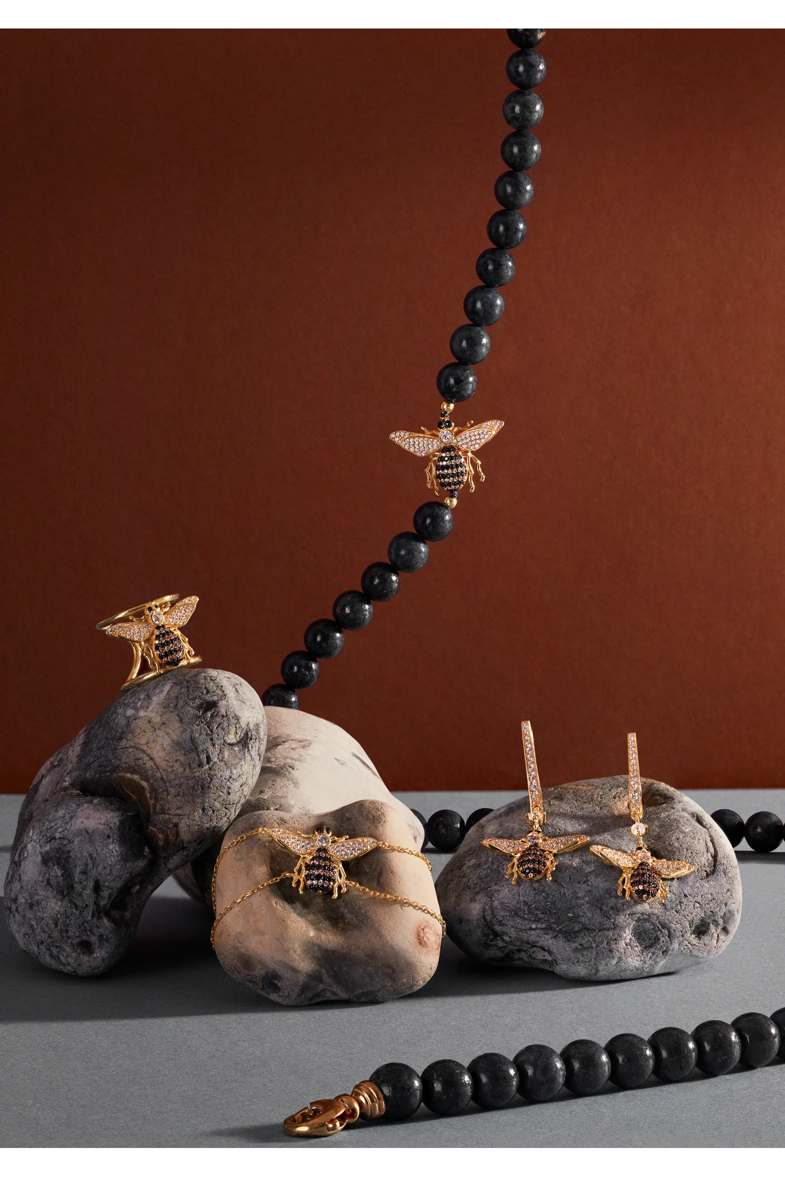 Honey Bee Drop Earrings Gold