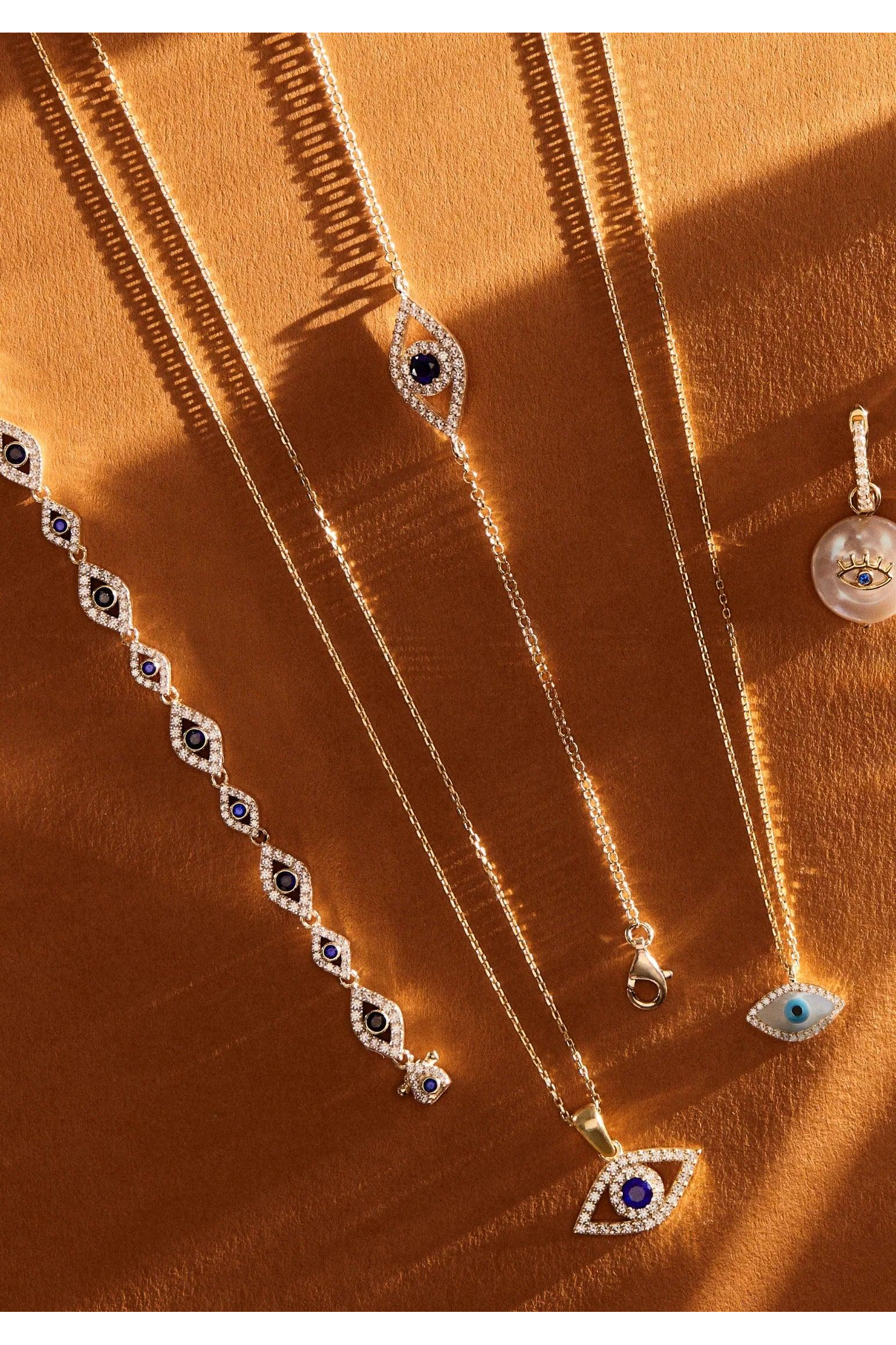 Evil Eye Elliptical Bracelet Blue Gold