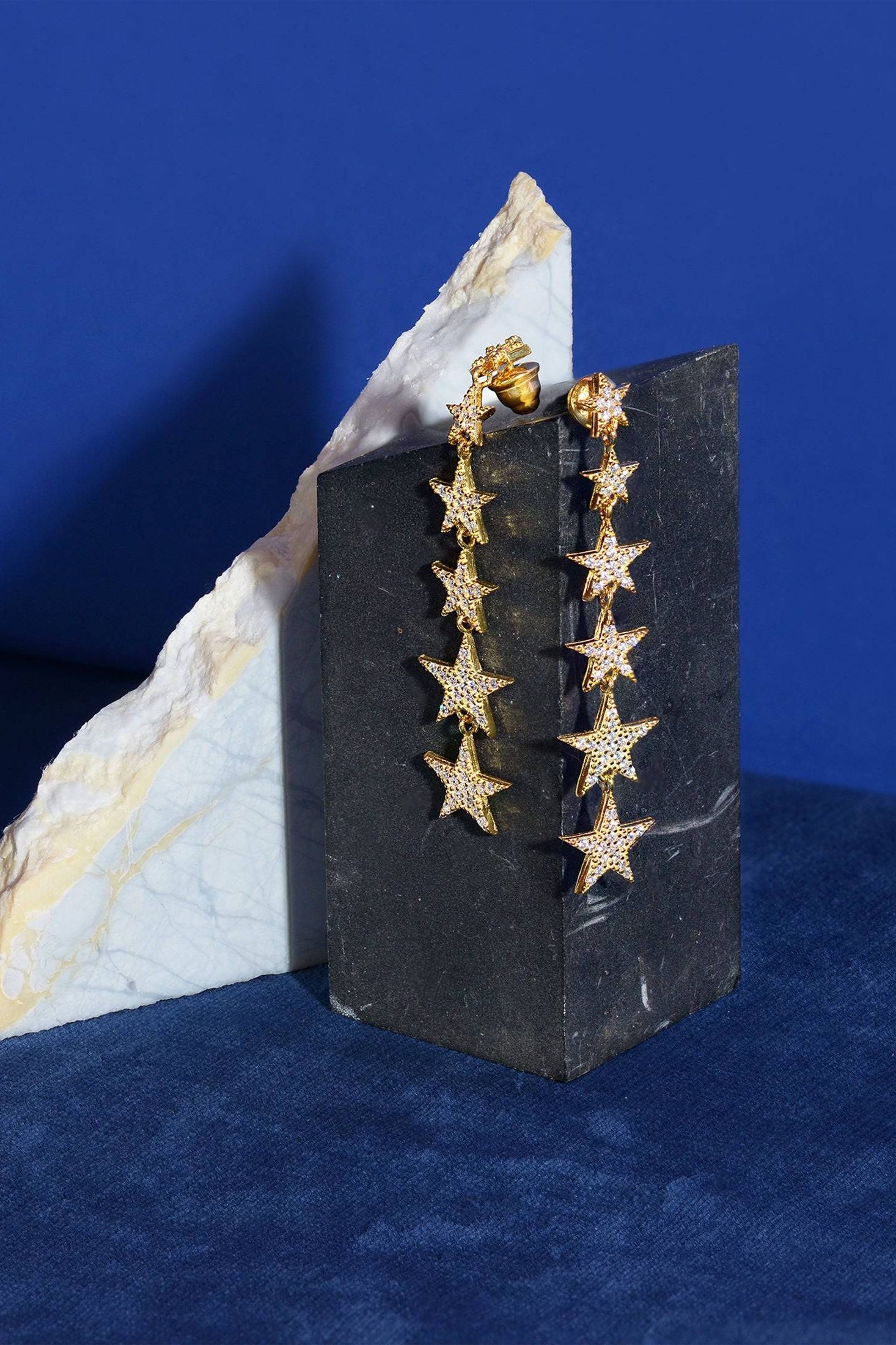 Graduated Star Drop Earring Sterling Silver - LATELITA