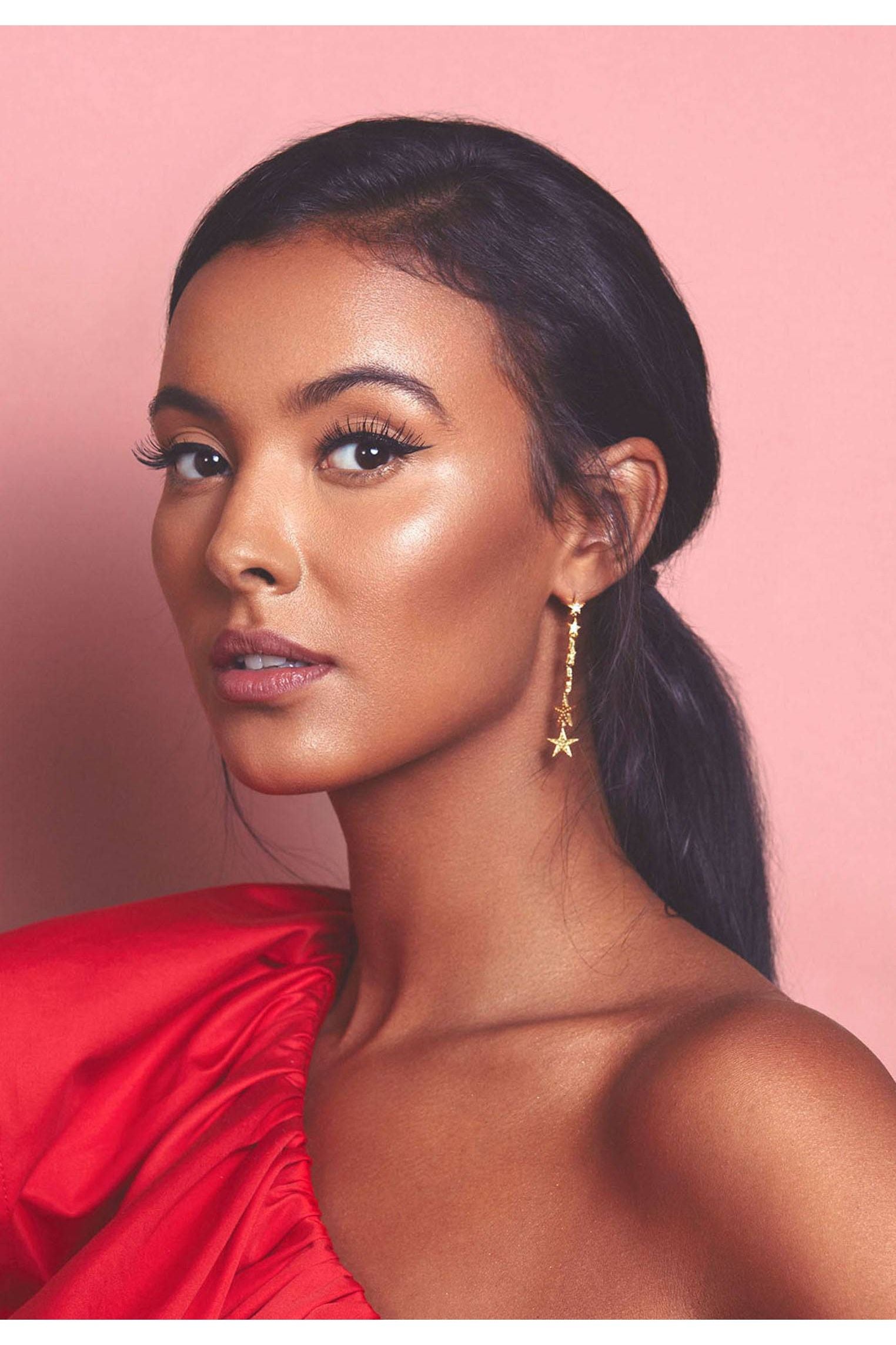 Graduated Star Drop Earring Sterling Silver - LATELITA