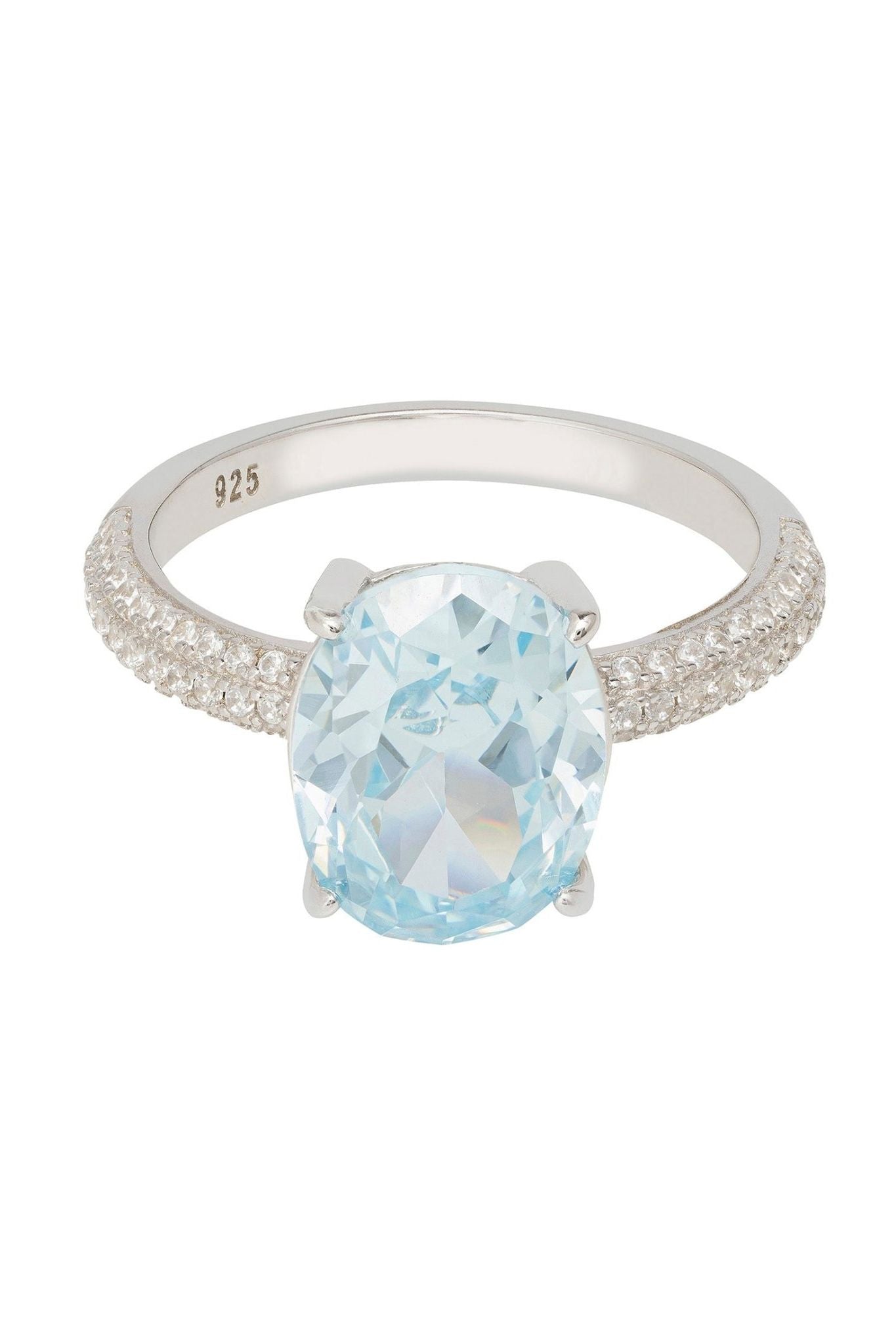 Alexandra Oval Cocktail Ring Blue Topaz Silver - LATELITA Rings