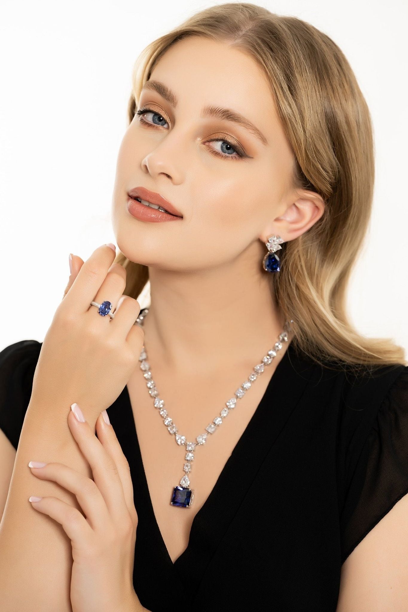 Alexandra Oval Cocktail Ring Tanzanite Silver - LATELITA Rings