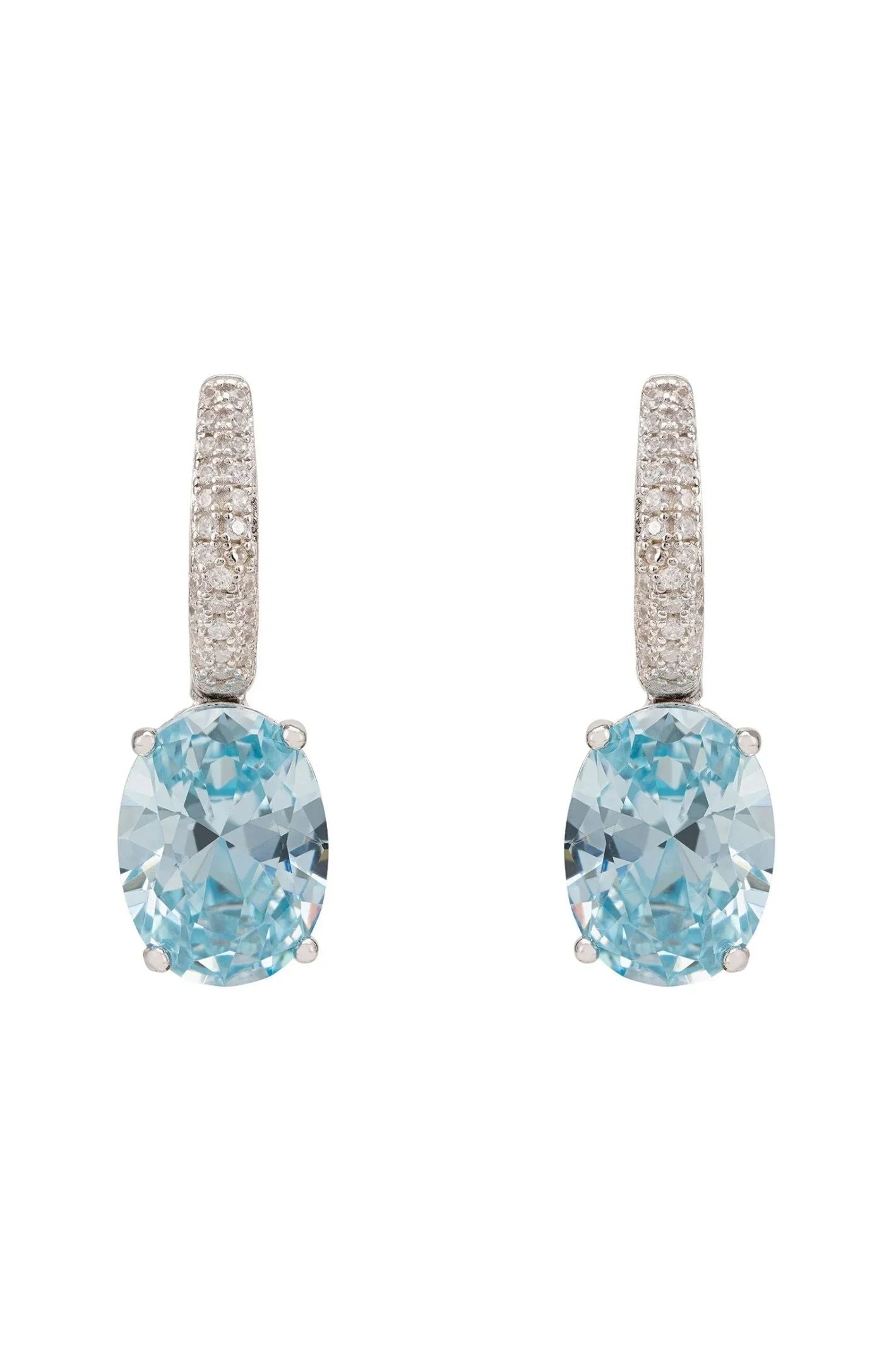 Alexandra Oval Drop Earrings Silver Blue Topaz - LATELITA Earrings