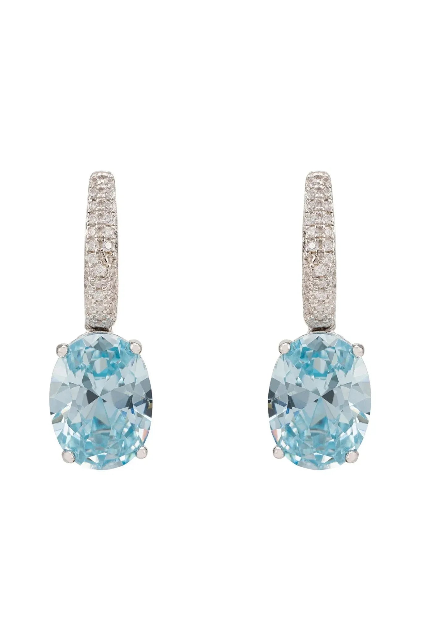 Alexandra Oval Drop Earrings Silver Blue Topaz - LATELITA Earrings