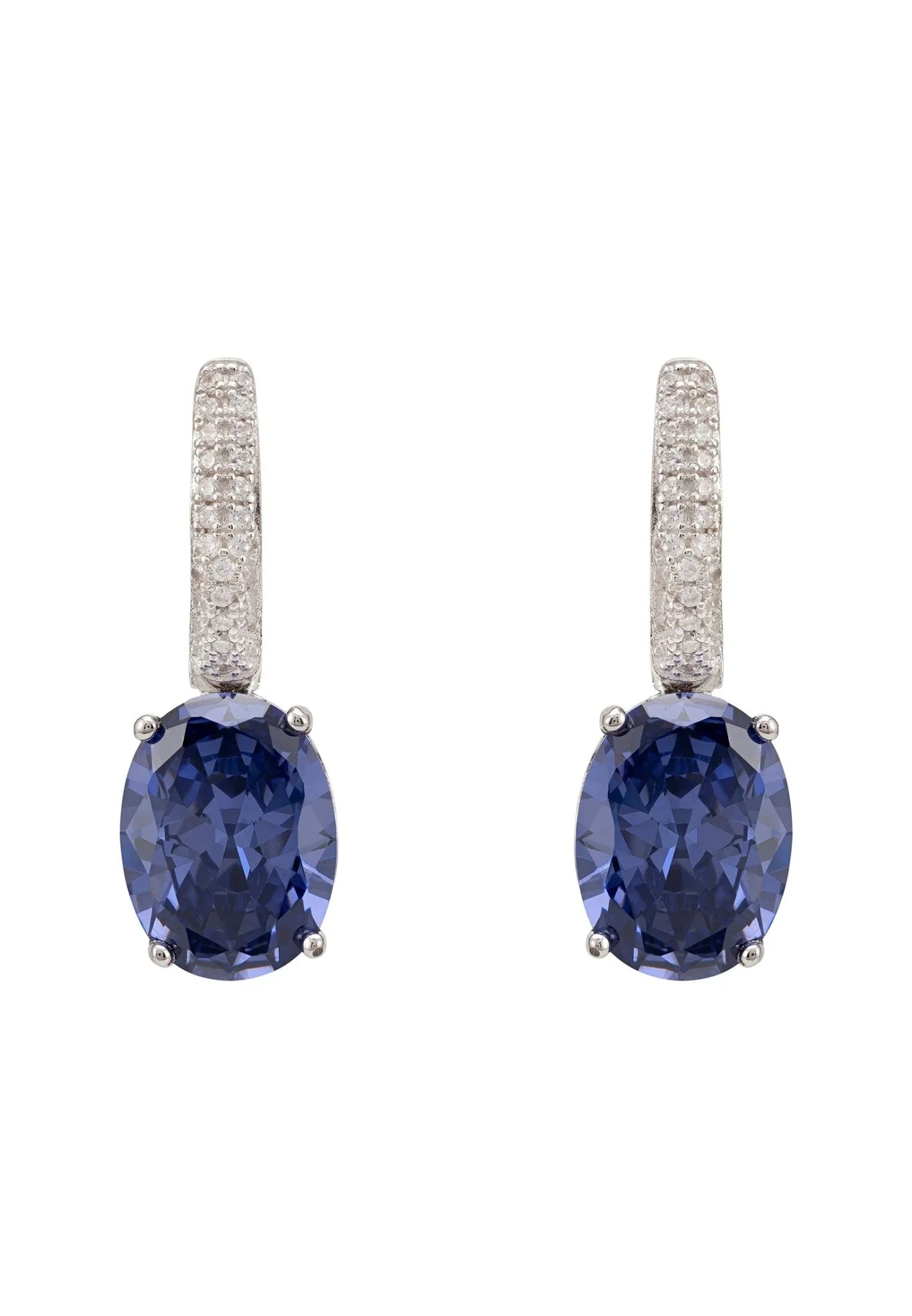 Alexandra Oval Drop Earrings Silver Tanzanite - LATELITA Earrings