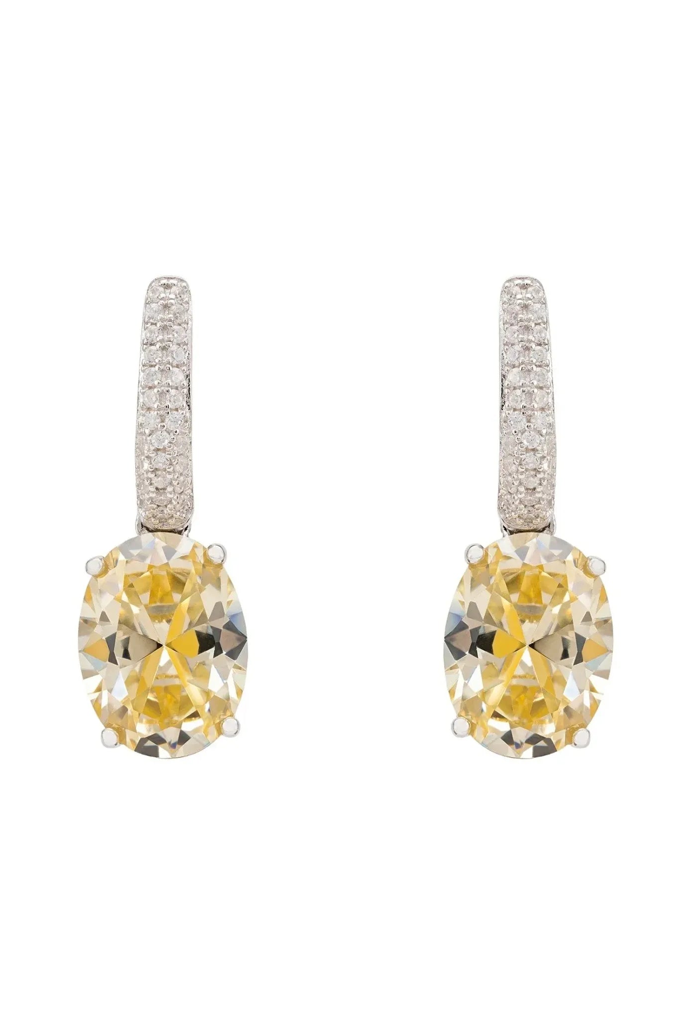 Alexandra Oval Drop Earrings Silver Yellow Topaz - LATELITA Earrings