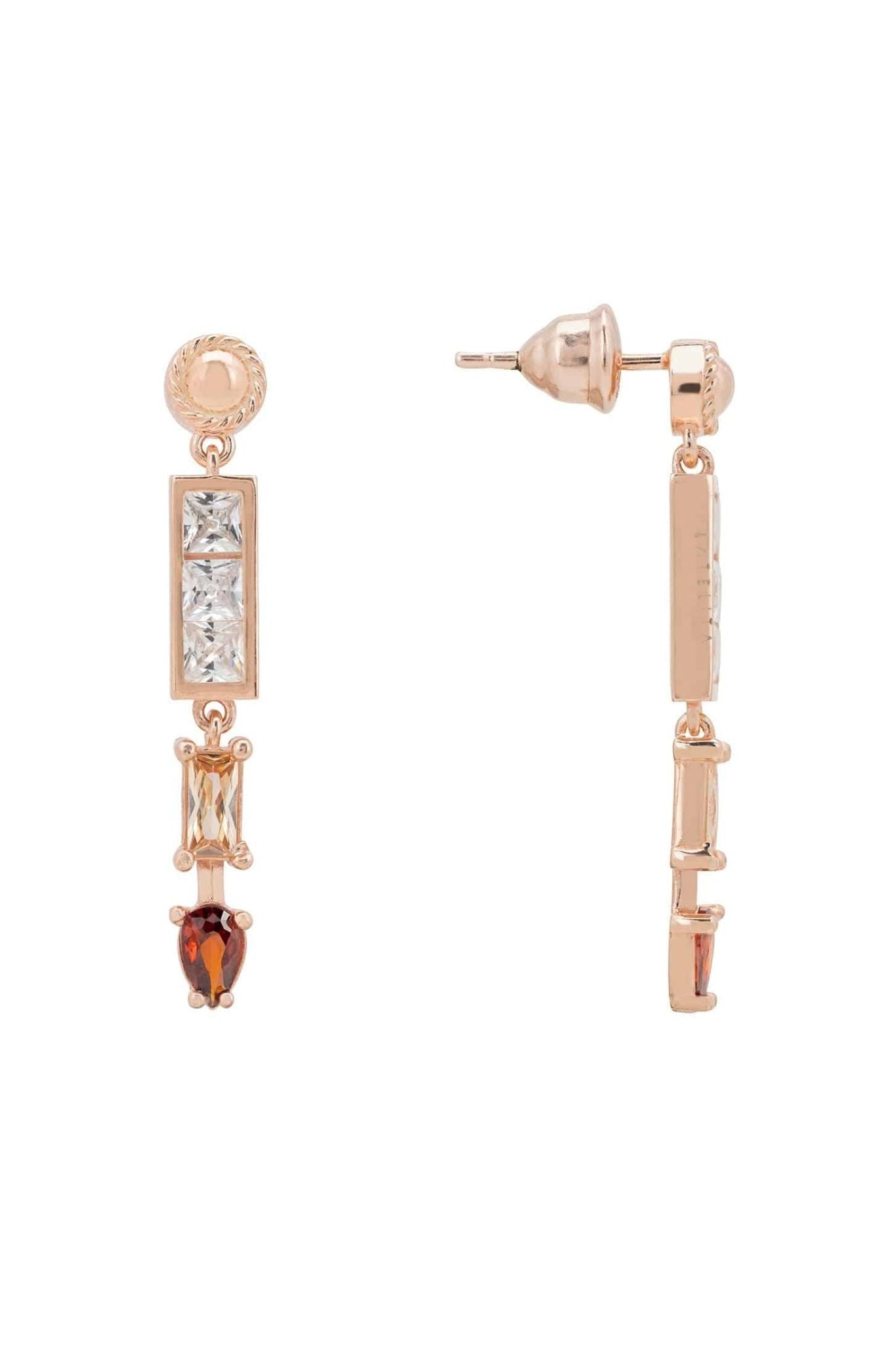Amalfi Baguette Drop Earrings Rosegold - LATELITA Earrings