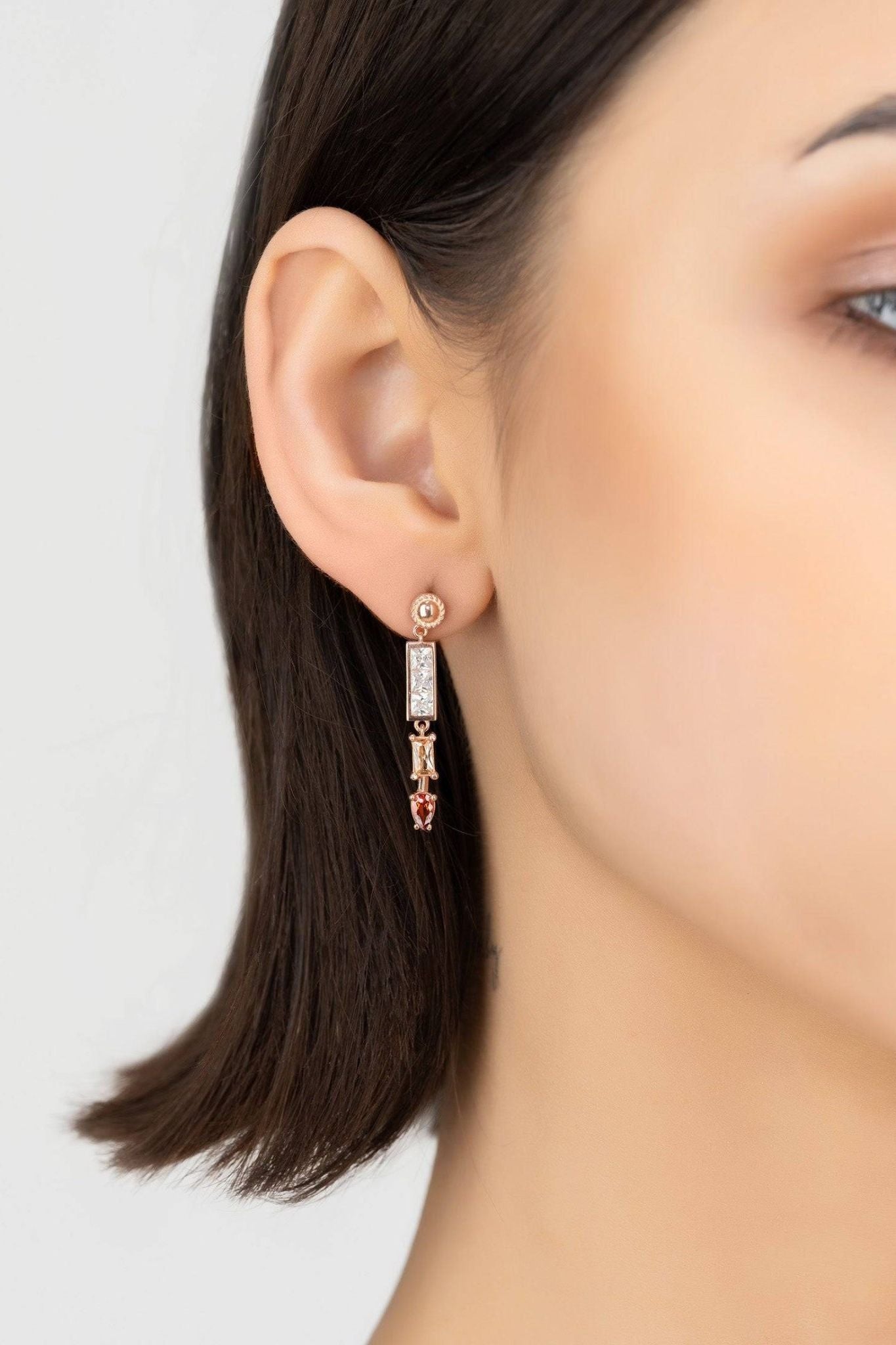 Amalfi Baguette Drop Earrings Rosegold - LATELITA Earrings