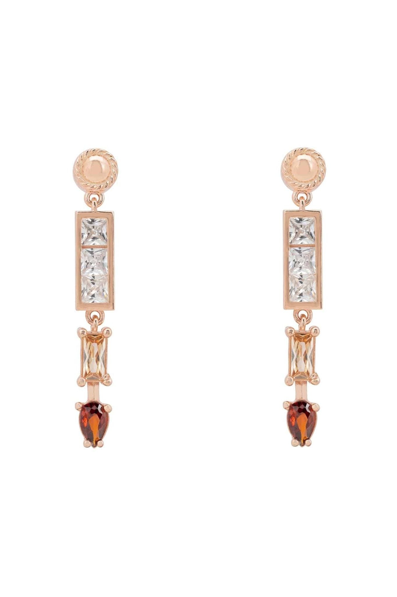Amalfi Baguette Drop Earrings Rosegold - LATELITA Earrings