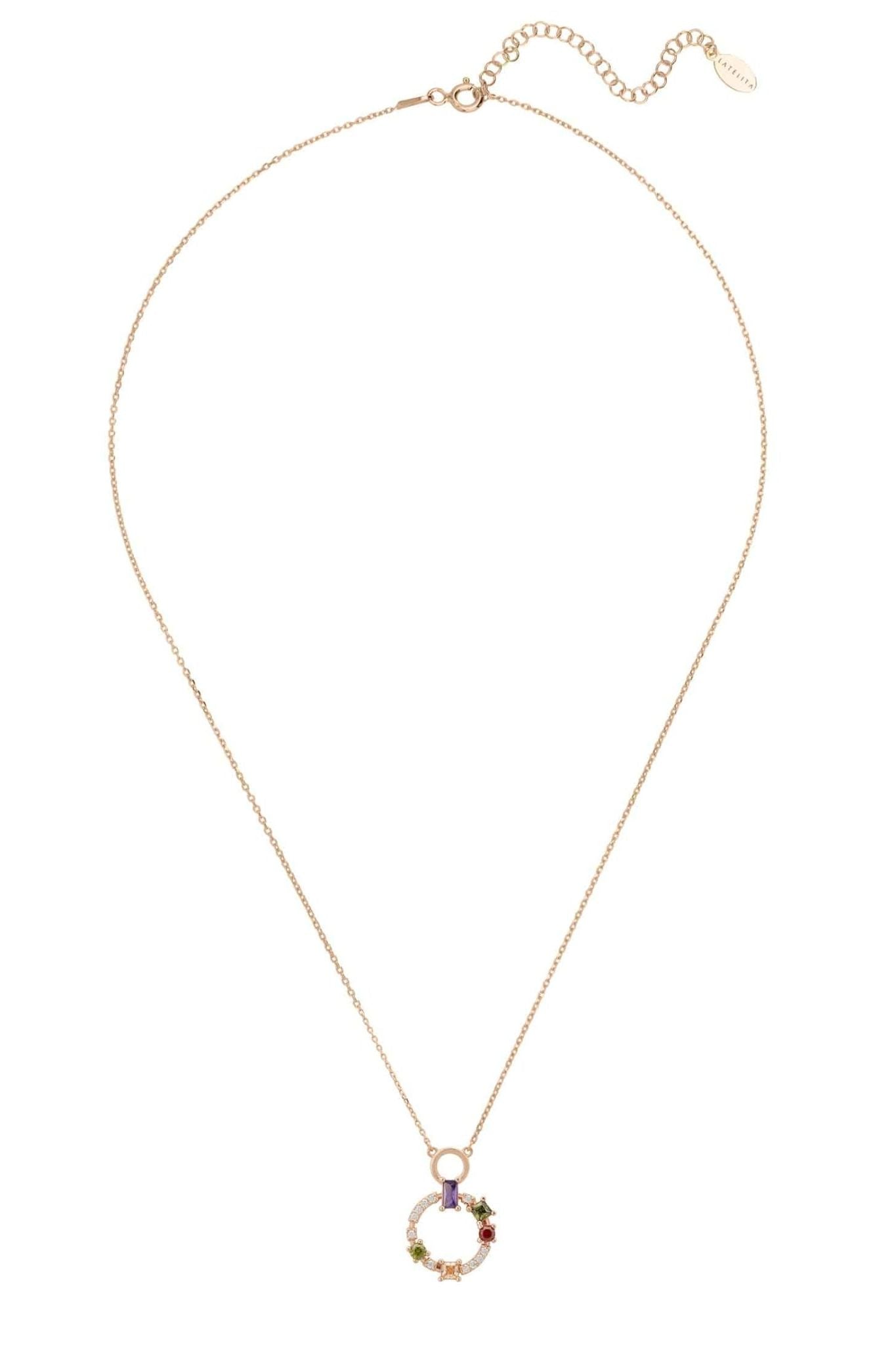 Amalfi Baguette Halo Necklace Rosegold - LATELITA Necklaces