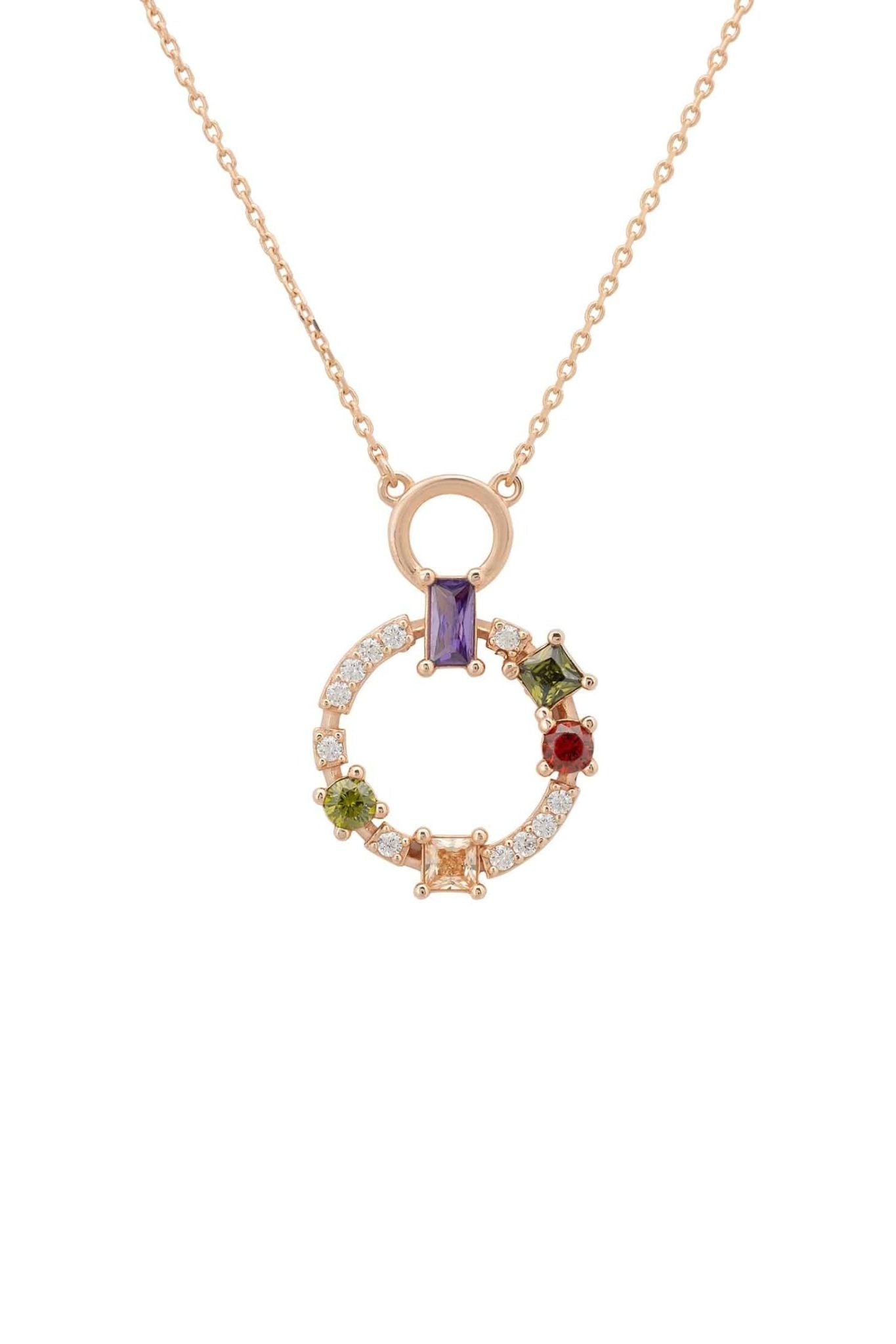 Amalfi Baguette Halo Necklace Rosegold - LATELITA Necklaces
