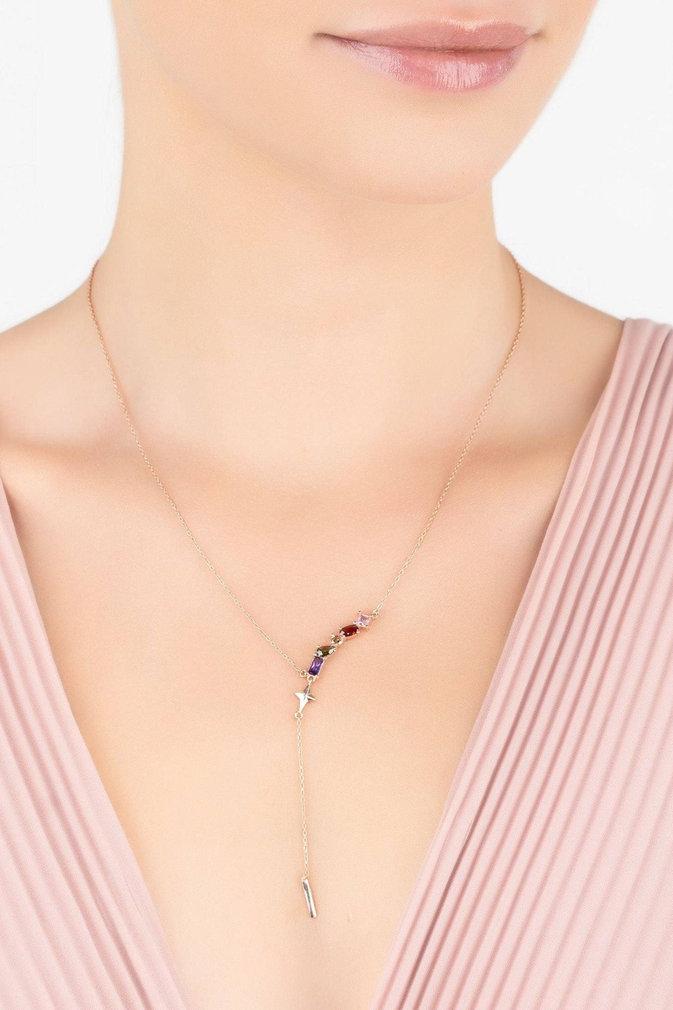 Amalfi Cascading Drop Necklace Rosegold - LATELITA Necklaces