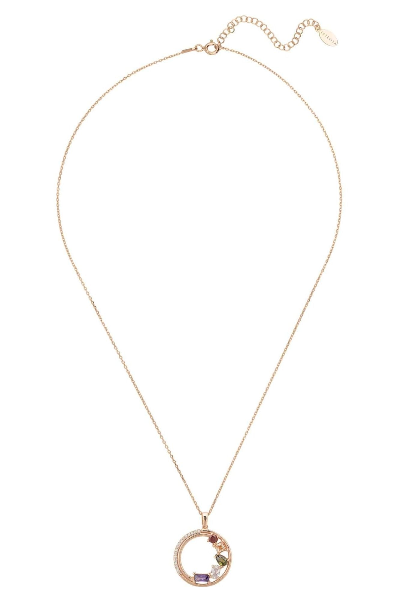 Amalfi Half Halo Baguette Necklace Rosegold - LATELITA Necklaces
