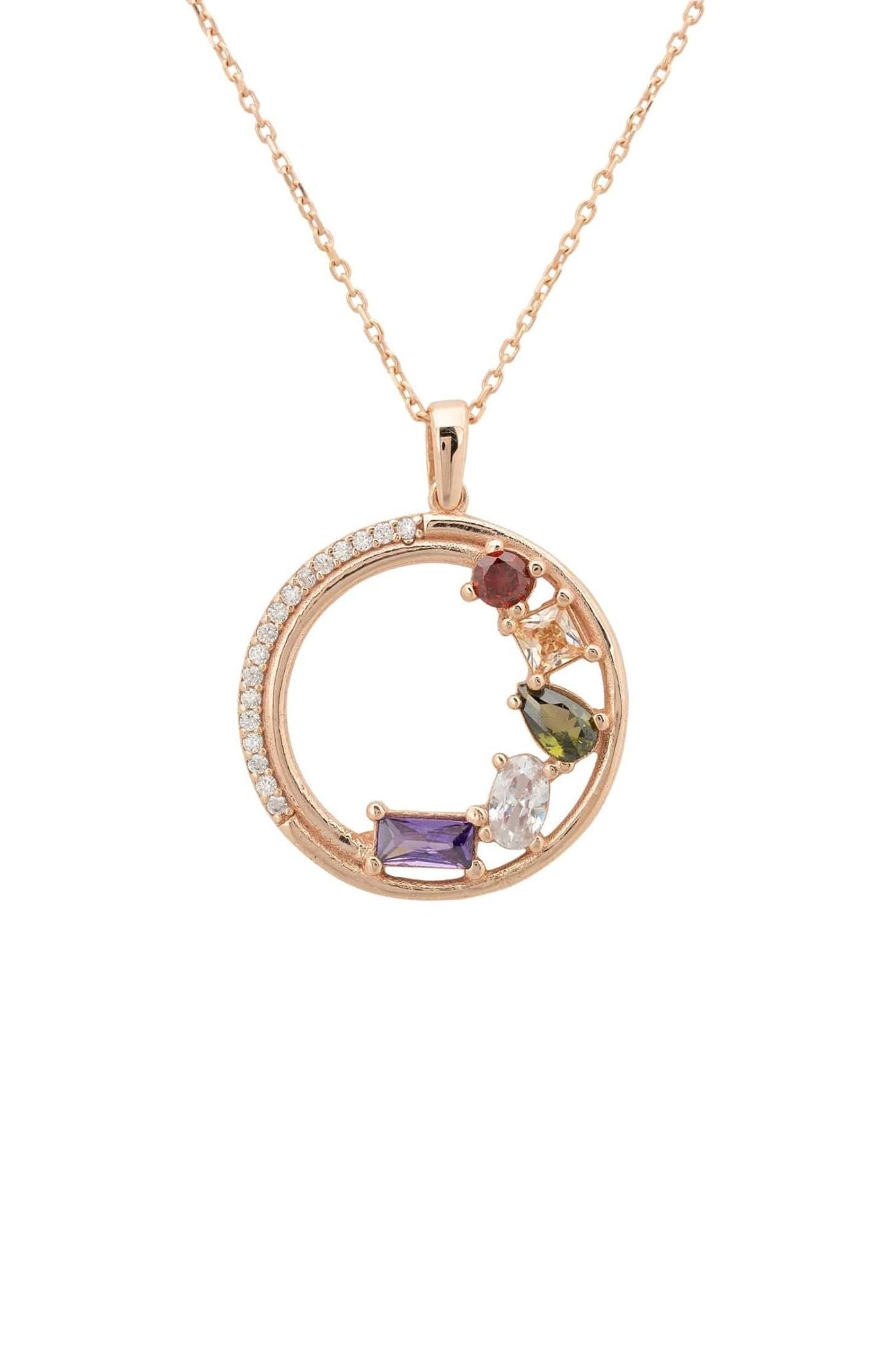 Amalfi Half Halo Baguette Necklace Rosegold - LATELITA Necklaces