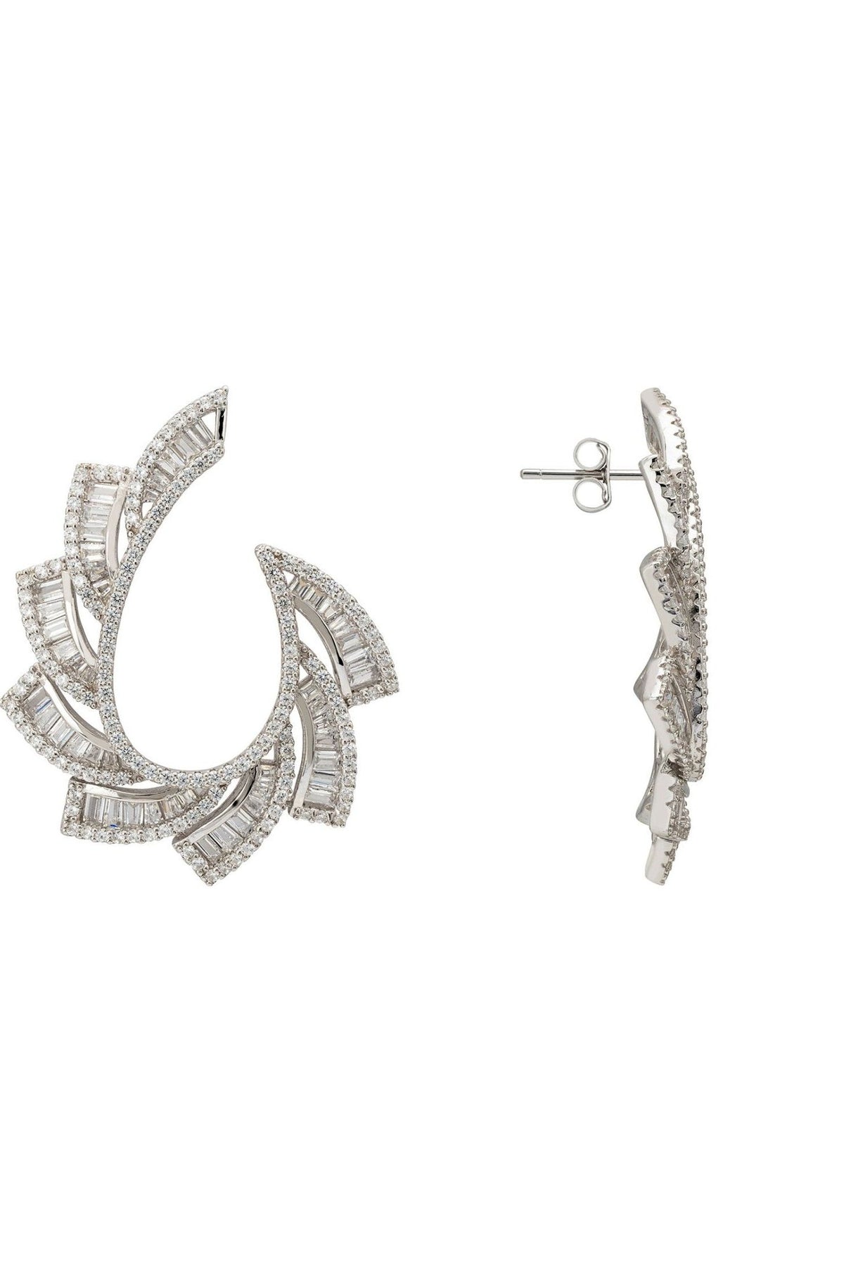 Amara Sweeping Hoop Earrings Silver - LATELITA Earrings