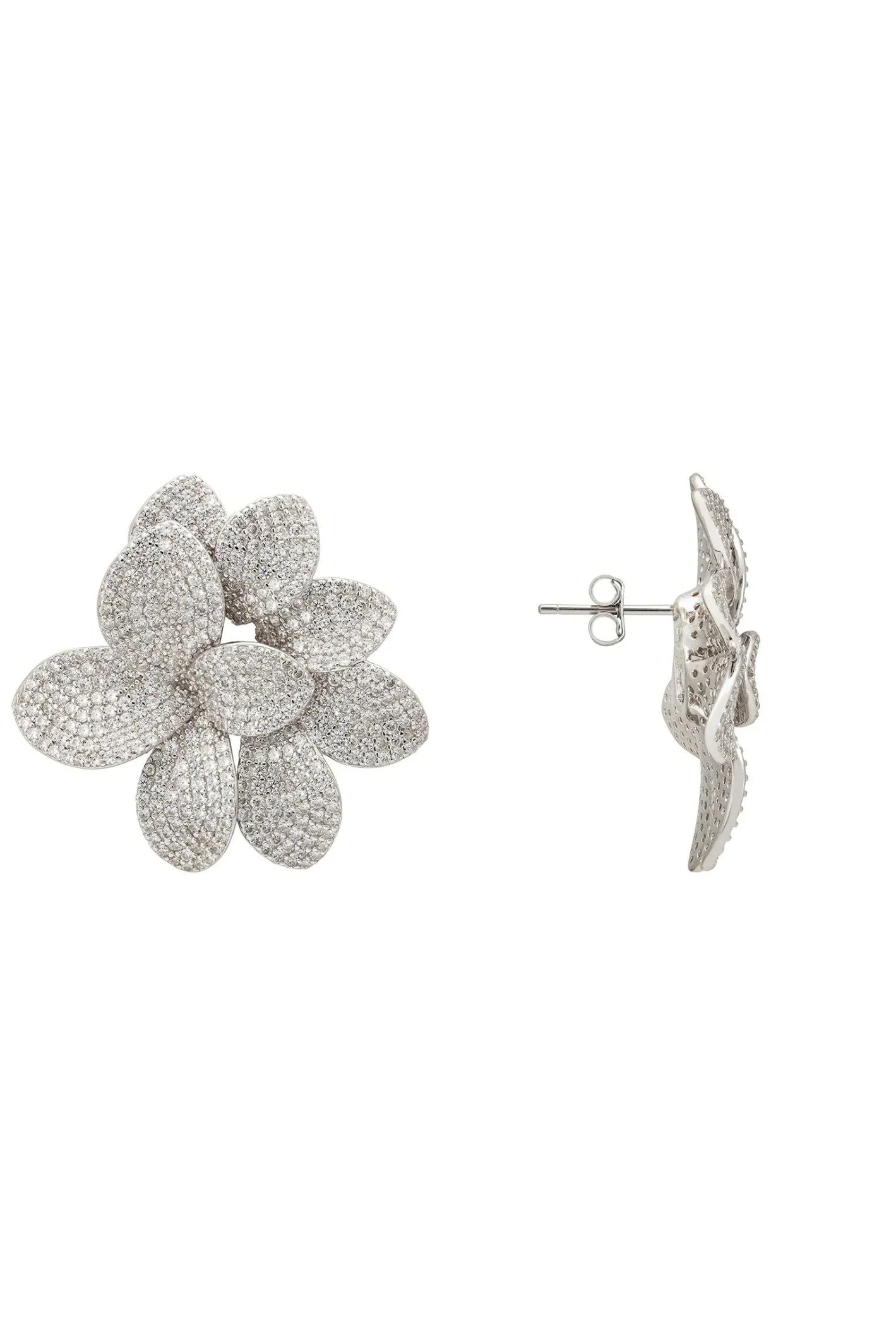 Amaryllis Flower Large Stud Earrings Silver - LATELITA Earrings
