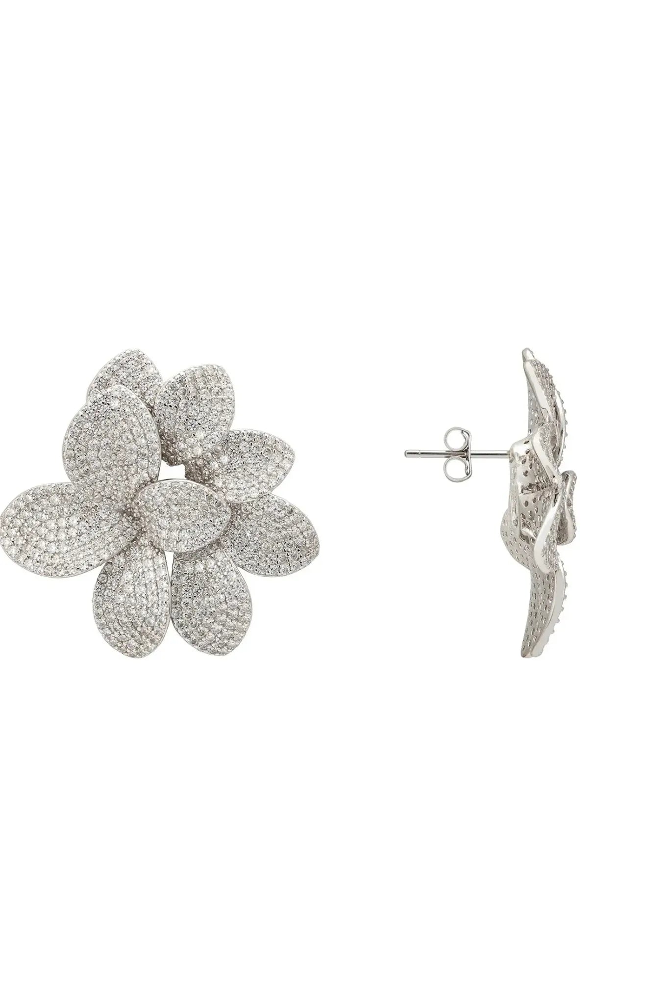 Amaryllis Flower Large Stud Earrings Silver - LATELITA Earrings