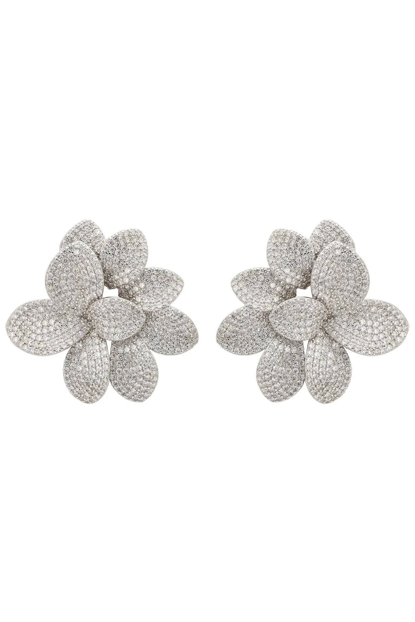 Amaryllis Flower Large Stud Earrings Silver - LATELITA Earrings