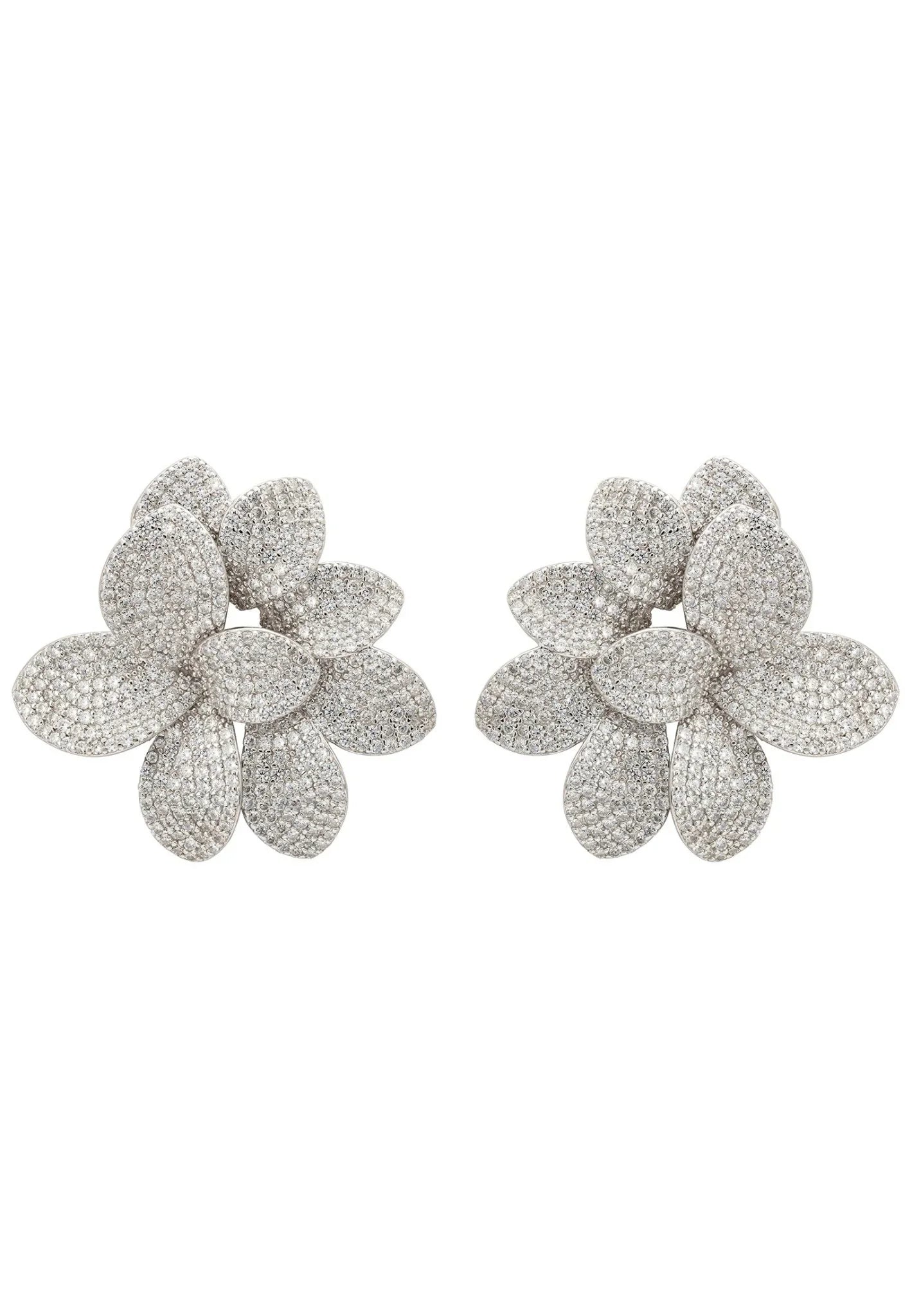 Amaryllis Flower Large Stud Earrings Silver - LATELITA Earrings