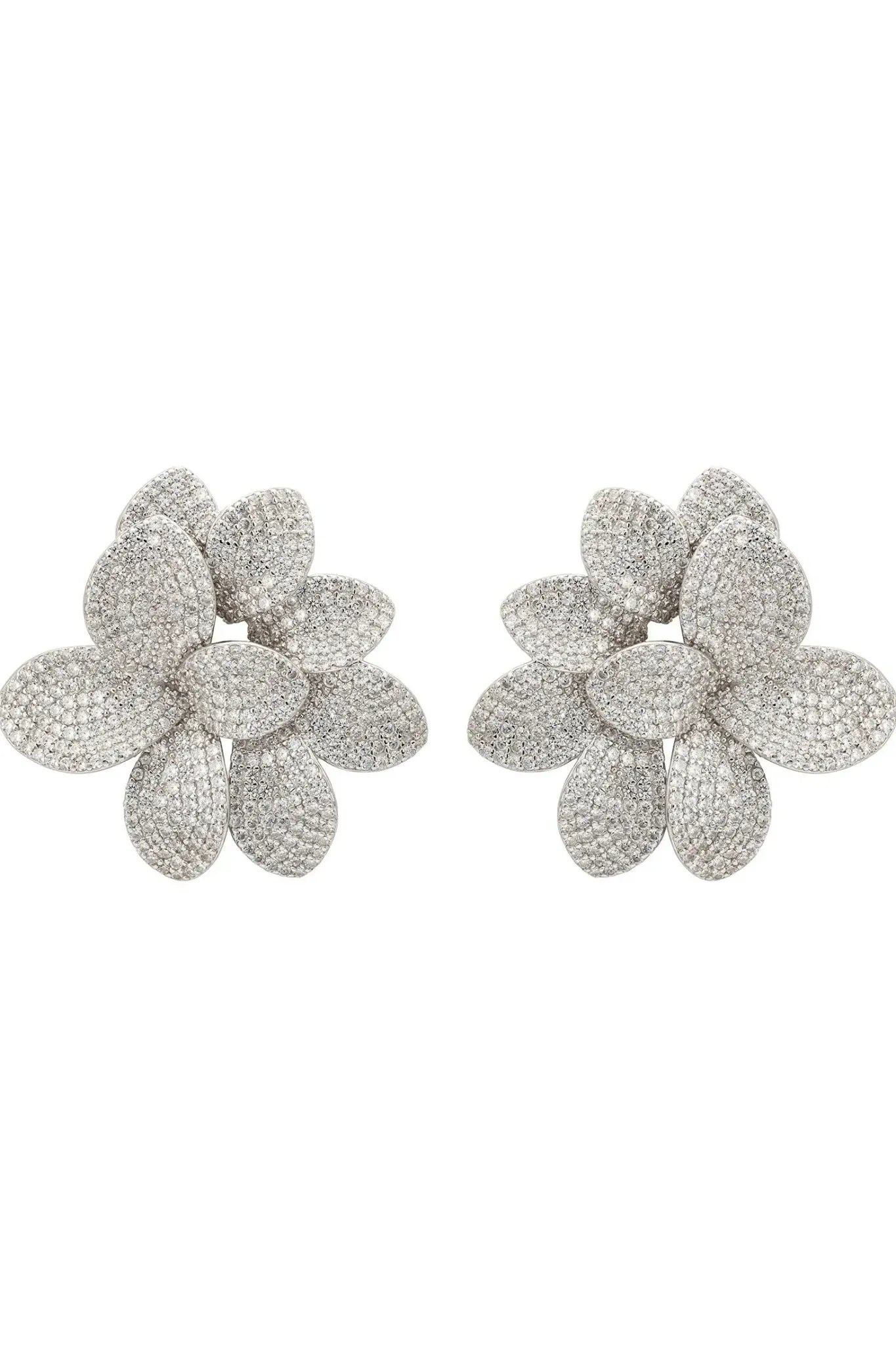 Amaryllis Flower Large Stud Earrings Silver - LATELITA Earrings