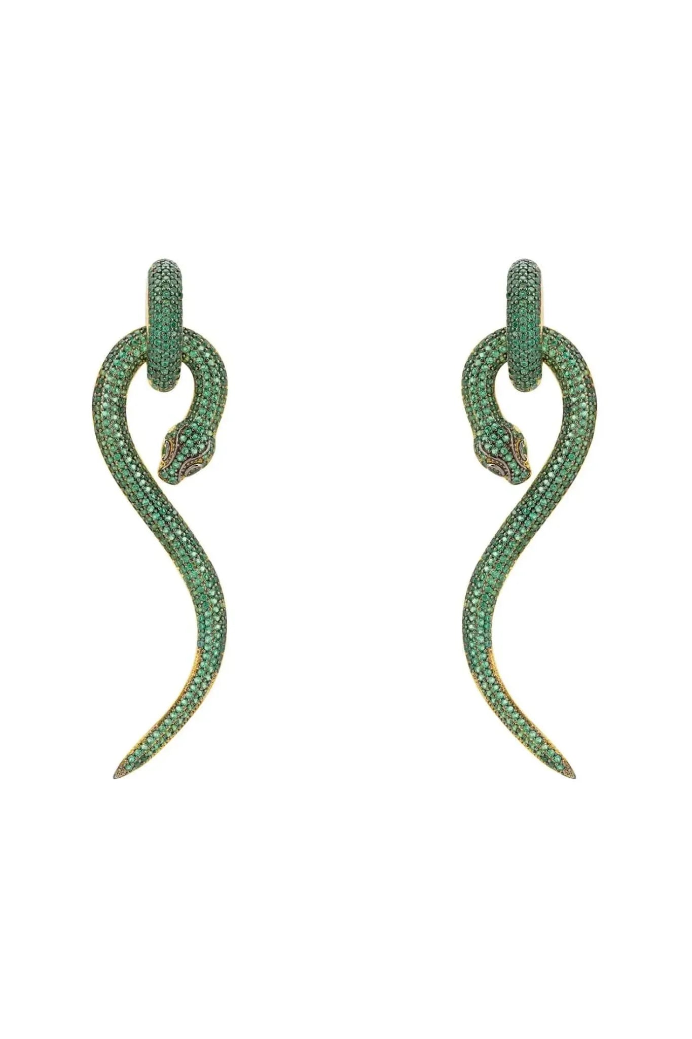 Anaconda Snake Drop Earrings Gold Emerald - LATELITA Earrings