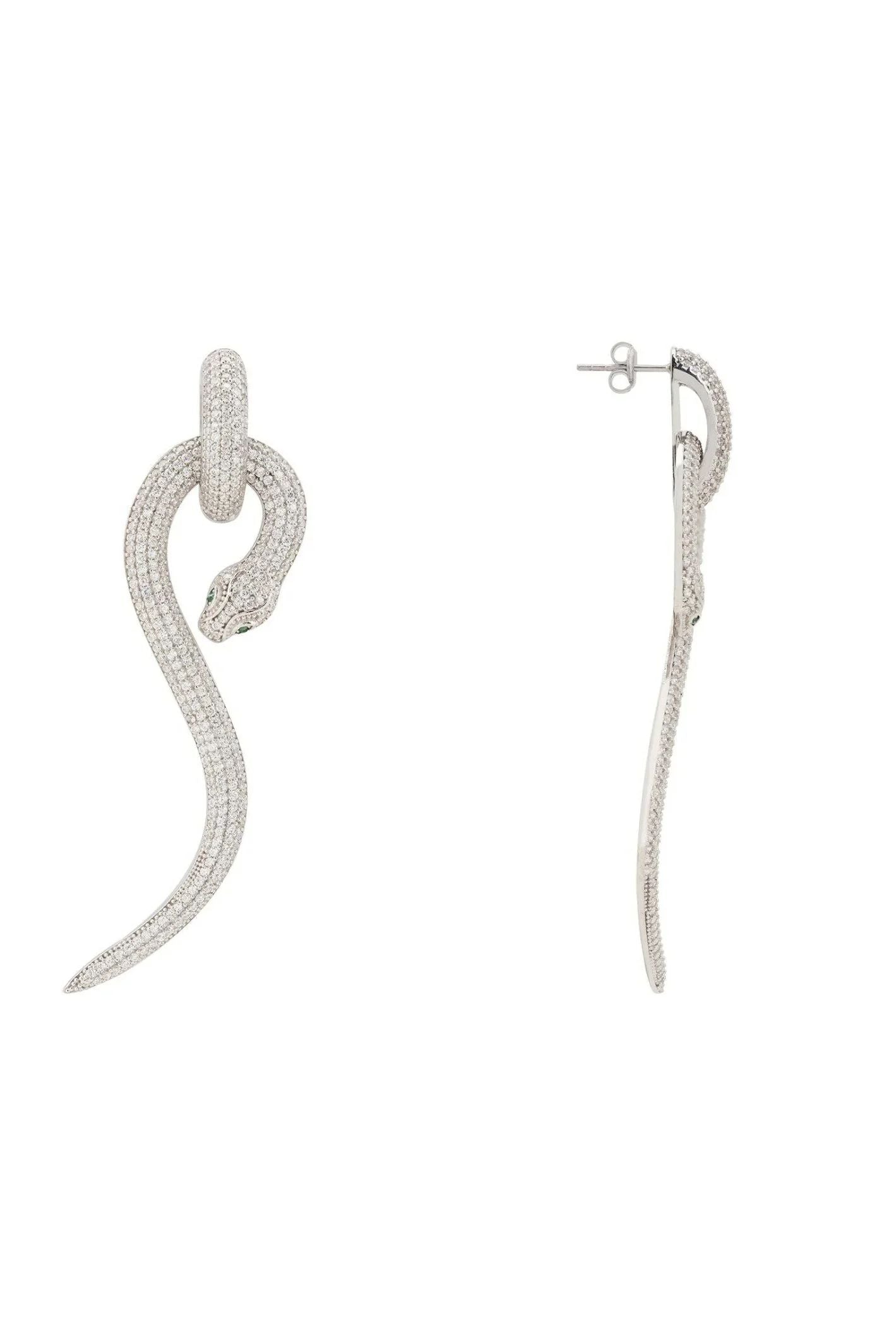 Anaconda Snake Drop Earrings Silver White - LATELITA Earrings